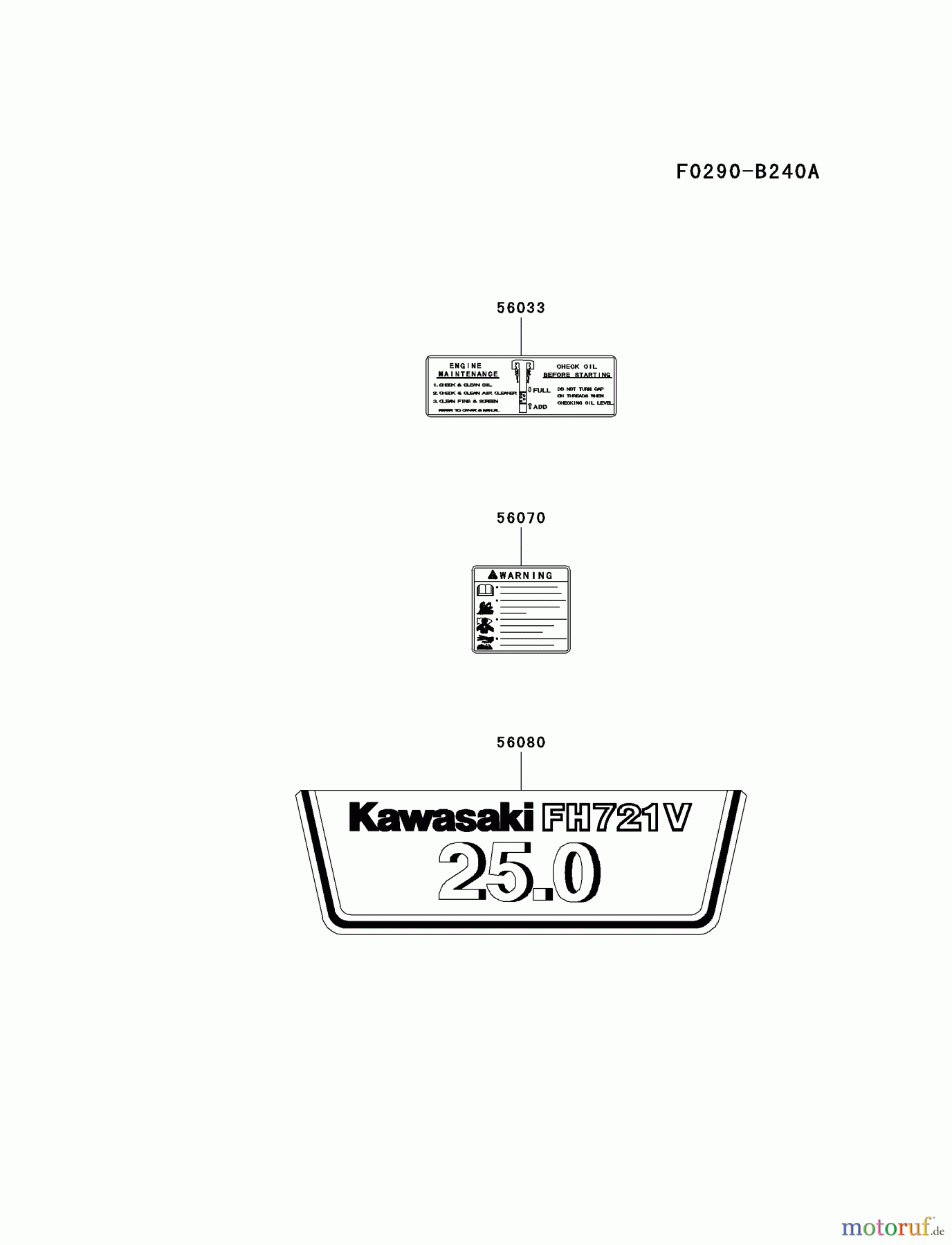  Kawasaki Motoren Motoren Vertikal FH641V - DS25 bis FS481V - BS13 FH721V-CS32 - Kawasaki FH721V 4-Stroke Engine LABEL