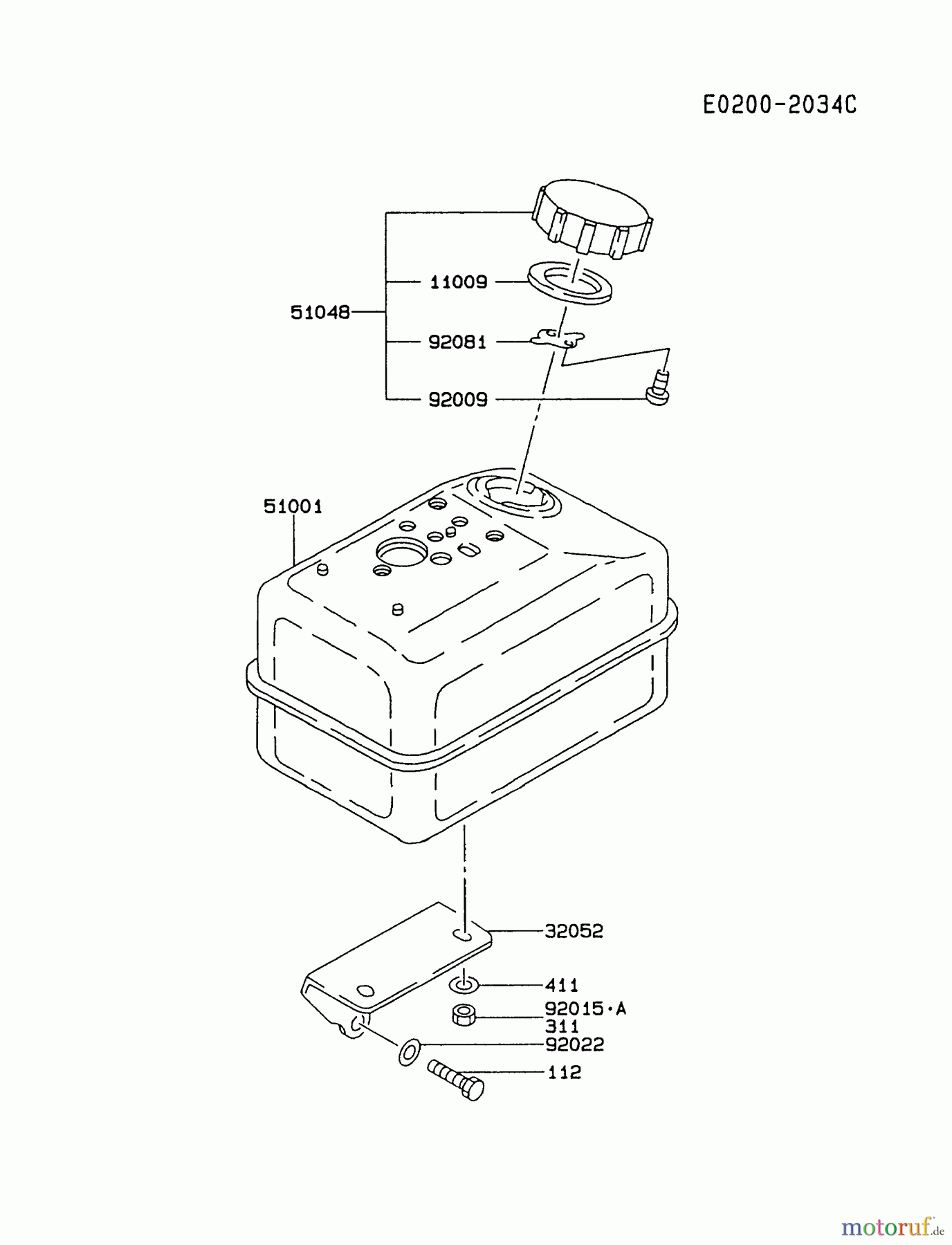  Kawasaki Motoren Motoren, Horizontal FA130D-BS15 - Kawasaki FA130D 4-Stroke Engine FUEL-TANK/FUEL-VALVE