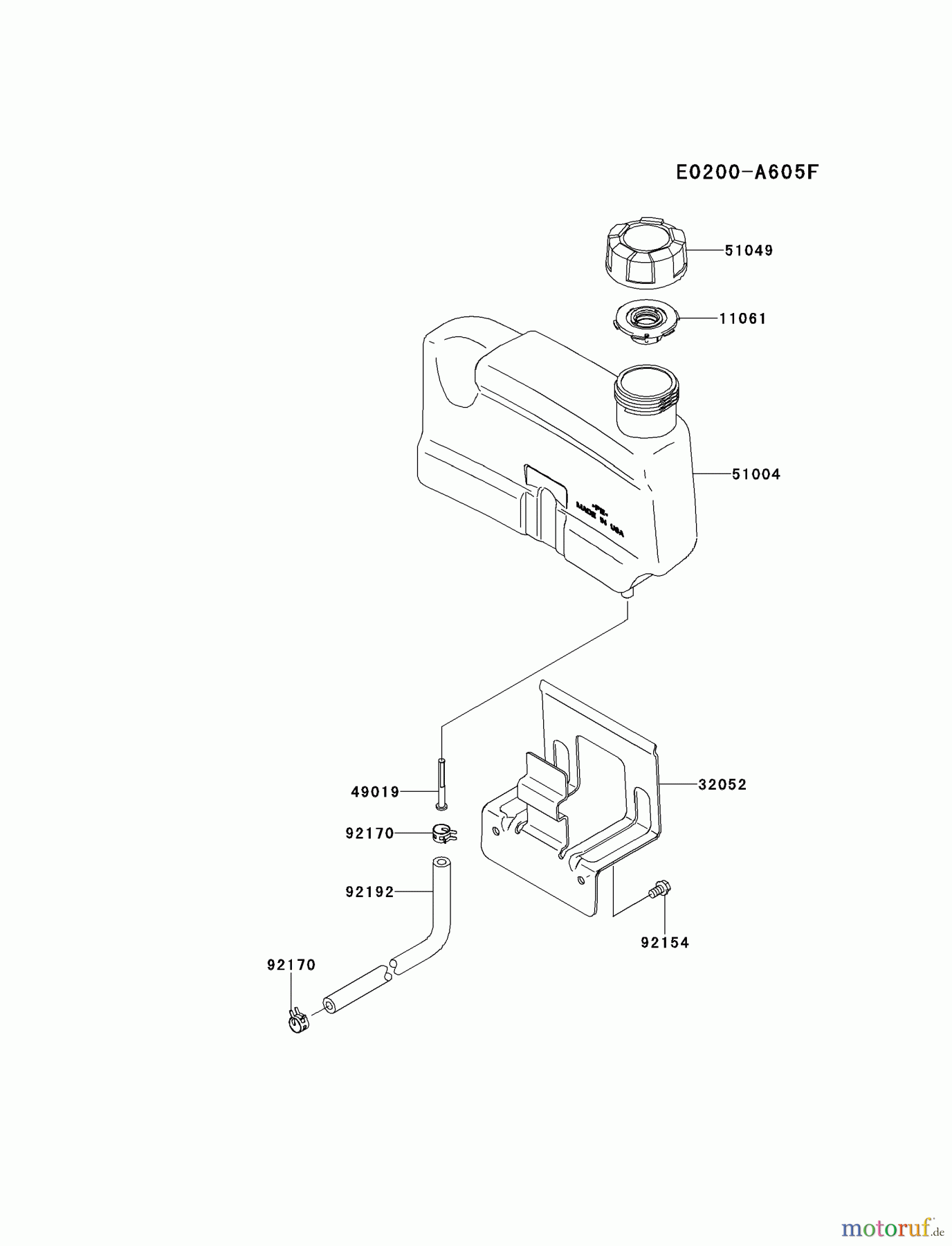  Kawasaki Motoren Motoren Vertikal FH641V - DS25 bis FS481V - BS13 FJ180V-AM01 - Kawasaki FJ180V 4-Stroke Engine FUEL-TANK/FUEL-VALVE