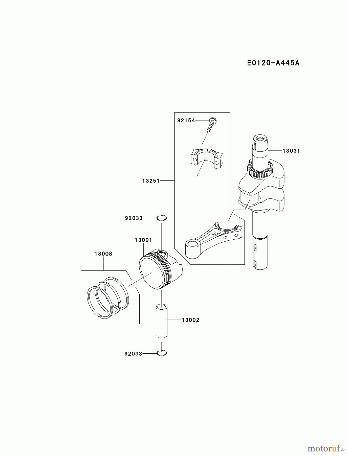  Kawasaki Motoren Motoren Vertikal FH641V - DS25 bis FS481V - BS13 FJ180V-AM01 - Kawasaki FJ180V 4-Stroke Engine PISTON/CRANKSHAFT