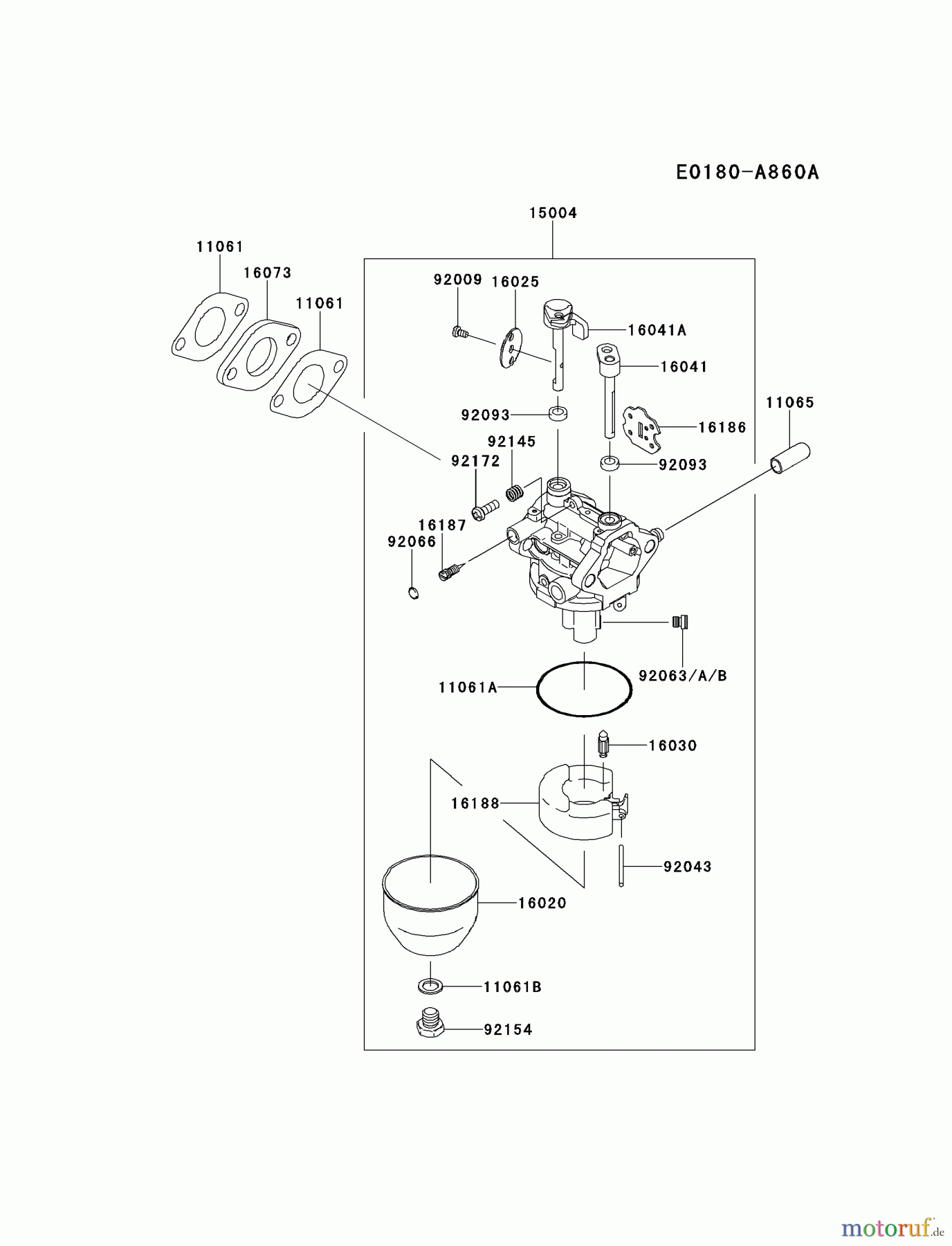  Kawasaki Motoren Motoren Vertikal FH641V - DS25 bis FS481V - BS13 FJ180V-AM07 - Kawasaki FJ180V 4-Stroke Engine CARBURETOR