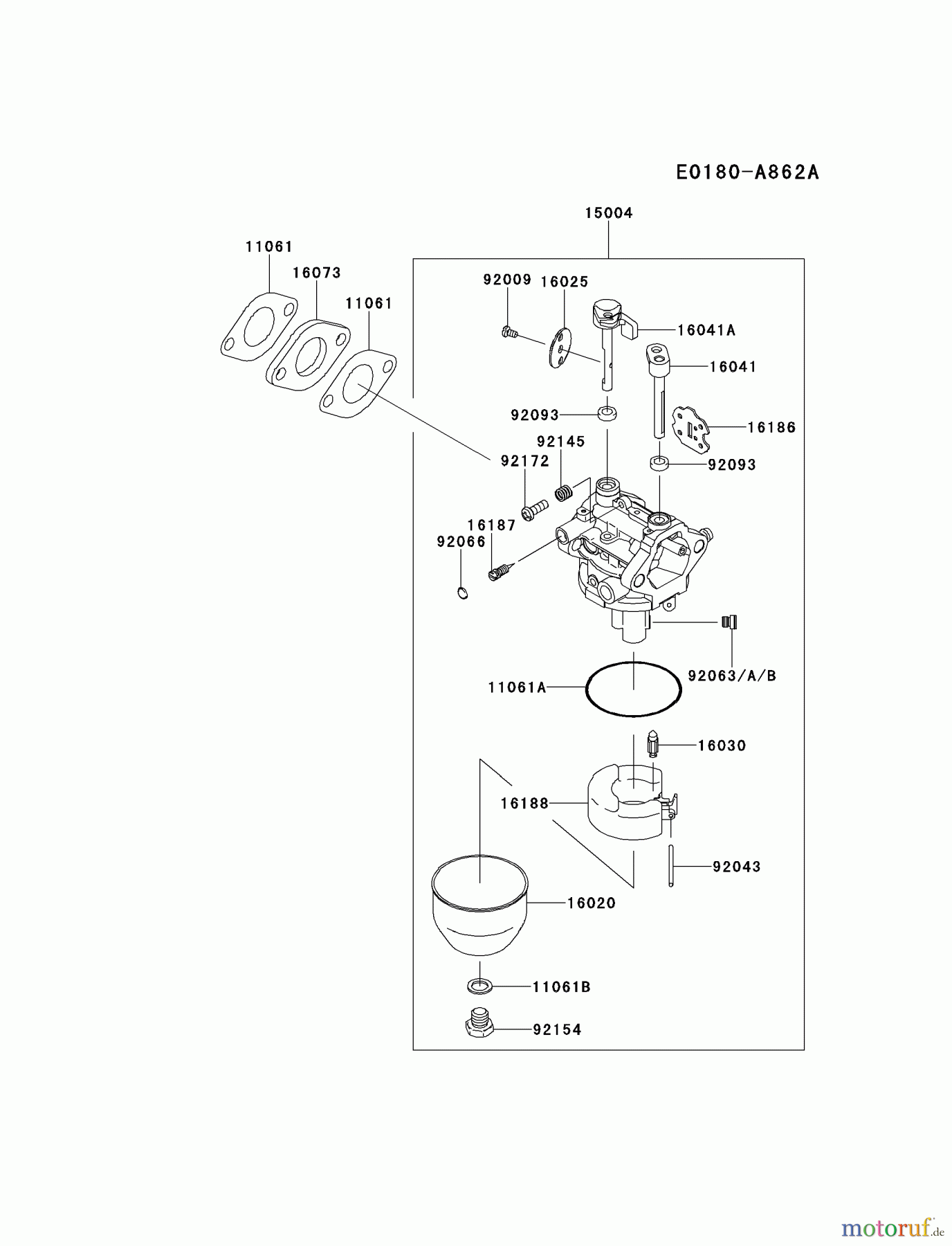  Kawasaki Motoren Motoren Vertikal FH641V - DS25 bis FS481V - BS13 FJ180V-AM14 - Kawasaki FJ180V 4-Stroke Engine CARBURETOR