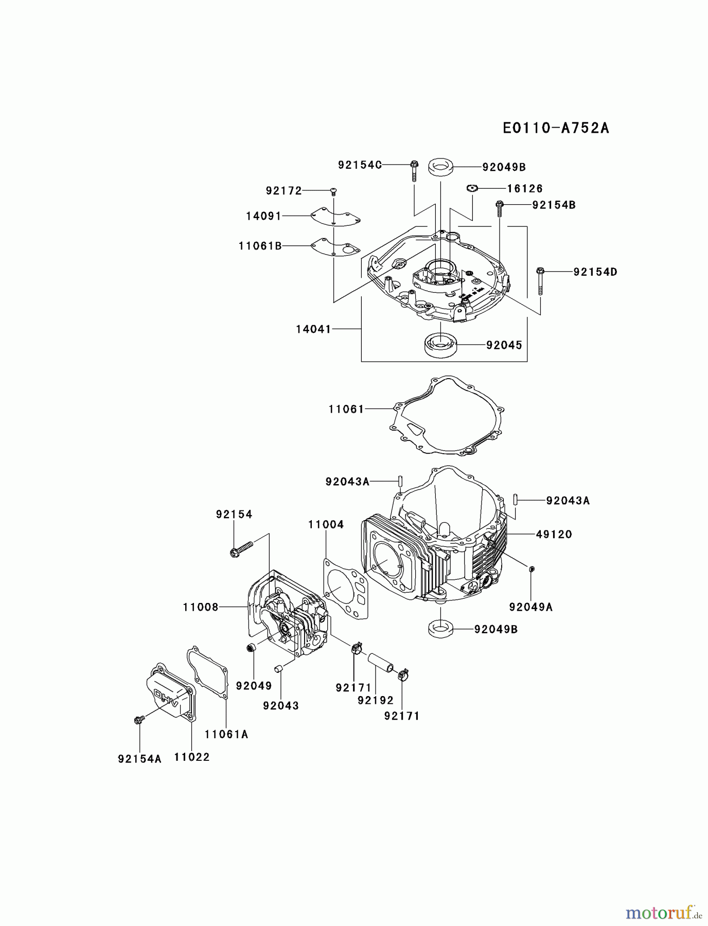  Kawasaki Motoren Motoren Vertikal FH641V - DS25 bis FS481V - BS13 FJ180V-AM21 - Kawasaki FJ180V 4-Stroke Engine CYLINDER/CRANKCASE