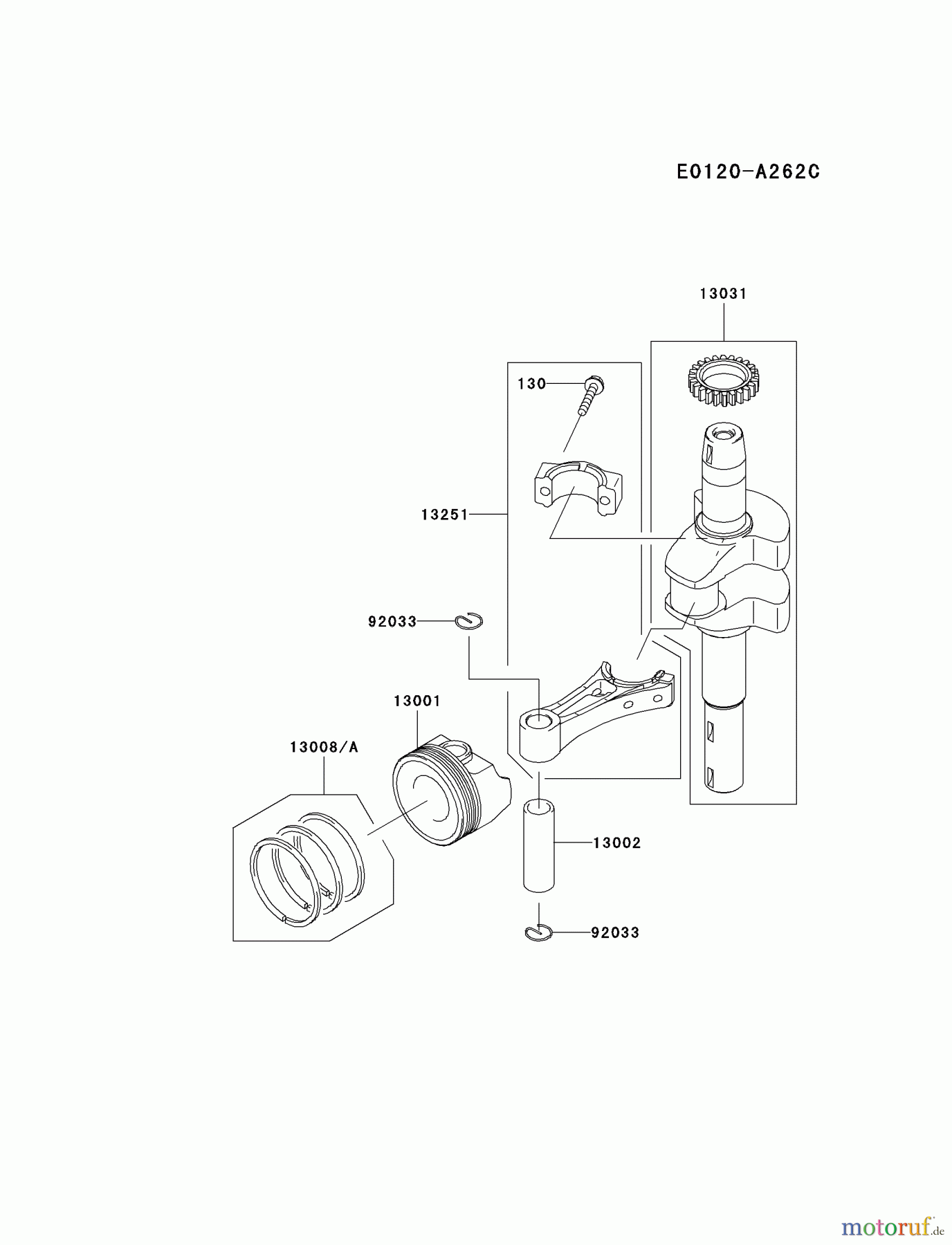  Kawasaki Motoren Motoren Vertikal FH641V - DS25 bis FS481V - BS13 FJ180V-AS15 - Kawasaki FJ180V 4-Stroke Engine PISTON/CRANKSHAFT