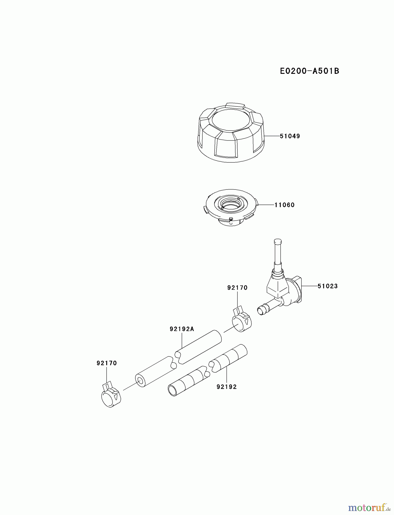  Kawasaki Motoren Motoren Vertikal FH641V - DS25 bis FS481V - BS13 FJ180V-AS21 - Kawasaki FJ180V 4-Stroke Engine FUEL-TANK/FUEL-VALVE