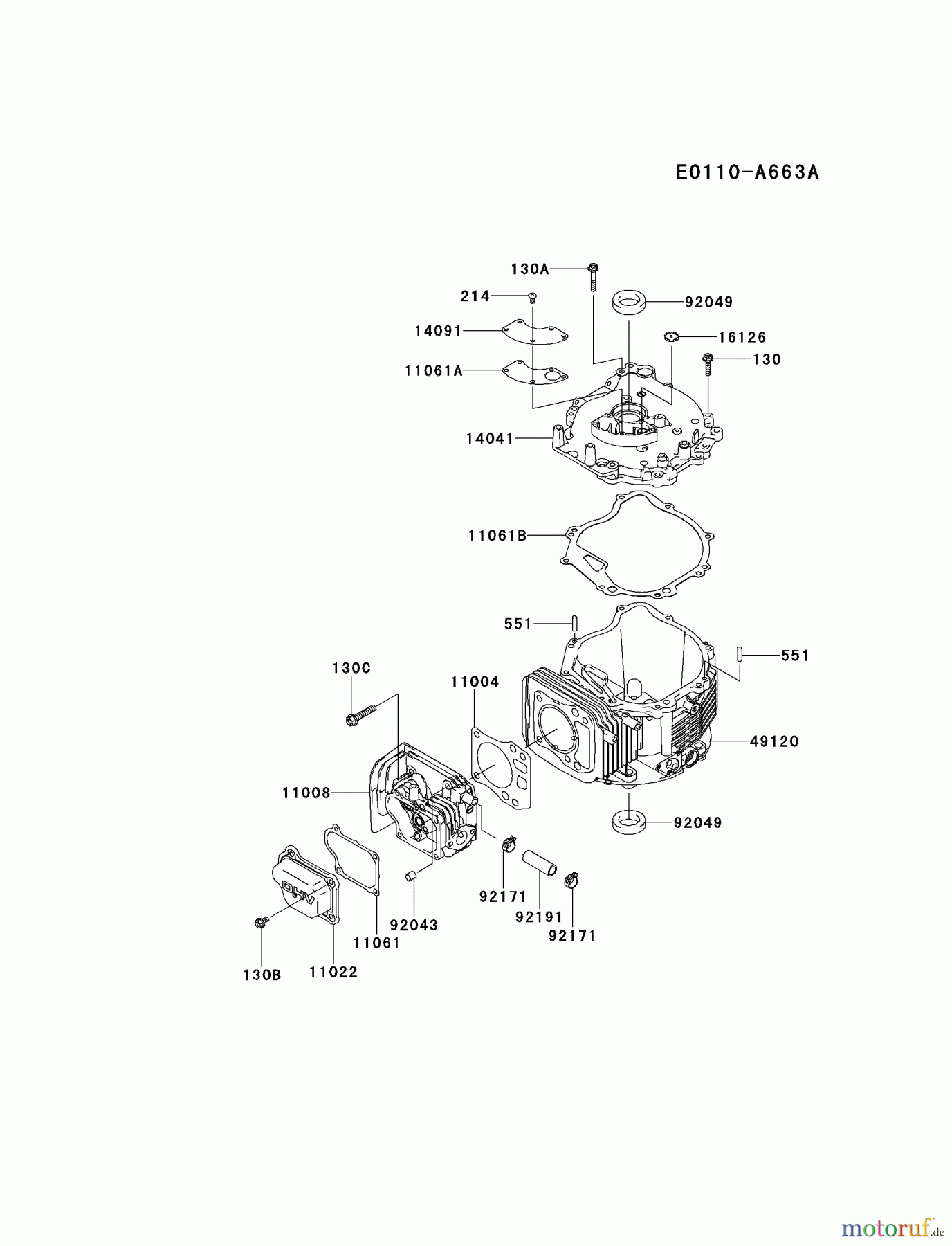  Kawasaki Motoren Motoren Vertikal FH641V - DS25 bis FS481V - BS13 FJ180V-AS23 - Kawasaki FJ180V 4-Stroke Engine CYLINDER/CRANKCASE