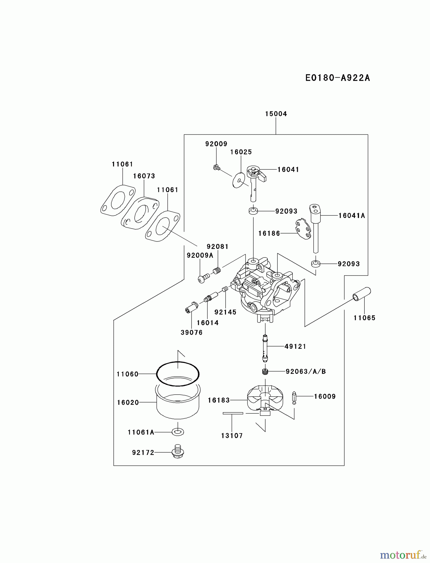  Kawasaki Motoren Motoren Vertikal FH641V - DS25 bis FS481V - BS13 FJ180V-BM07 - Kawasaki FJ180V 4-Stroke Engine CARBURETOR