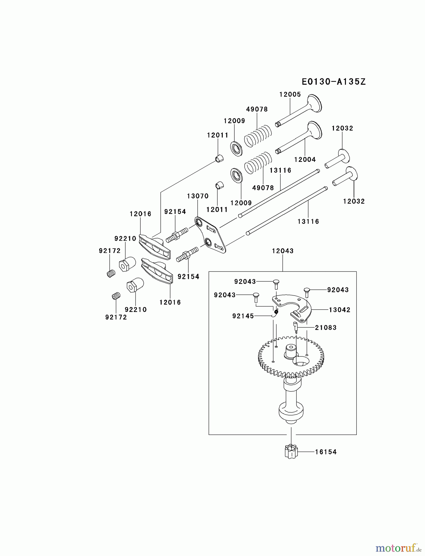  Kawasaki Motoren Motoren Vertikal FH641V - DS25 bis FS481V - BS13 FJ180V-AM21 - Kawasaki FJ180V 4-Stroke Engine VALVE/CAMSHAFT