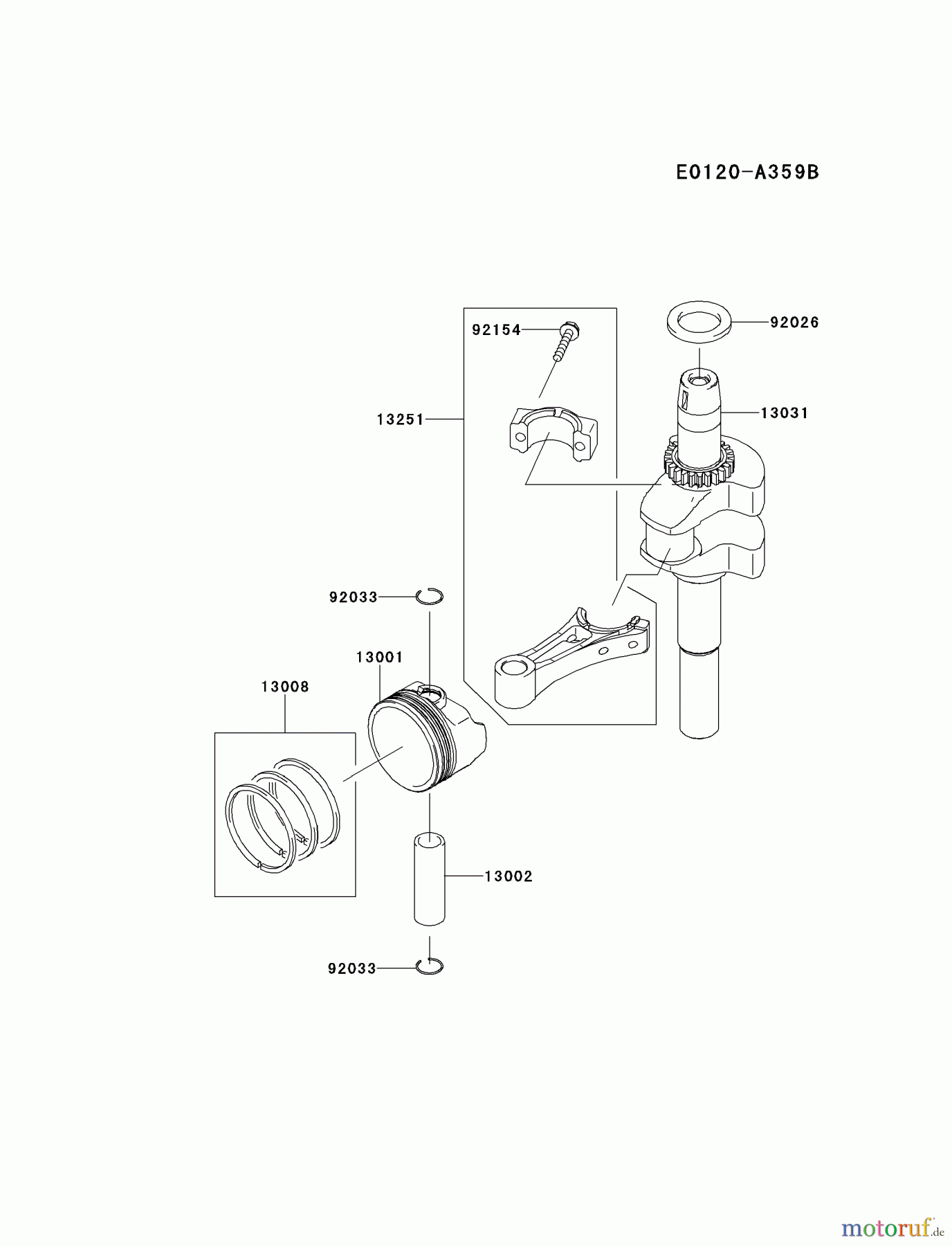  Kawasaki Motoren Motoren Vertikal FH641V - DS25 bis FS481V - BS13 FJ180V-AM17 - Kawasaki FJ180V 4-Stroke Engine PISTON/CRANKSHAFT