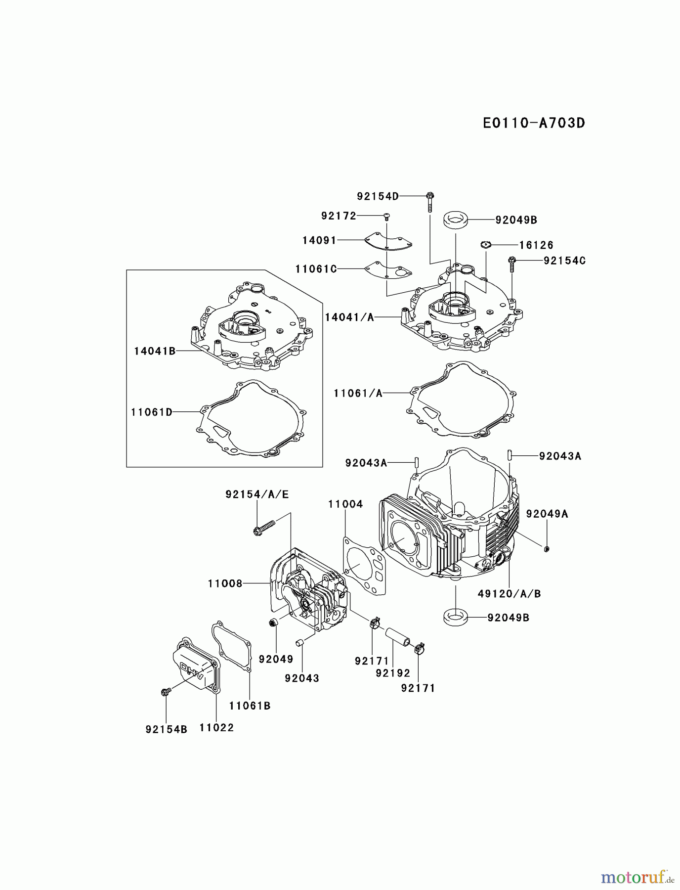  Kawasaki Motoren Motoren Vertikal FH641V - DS25 bis FS481V - BS13 FJ180V-BM00 - Kawasaki FJ180V 4-Stroke Engine CYLINDER/CRANKCASE