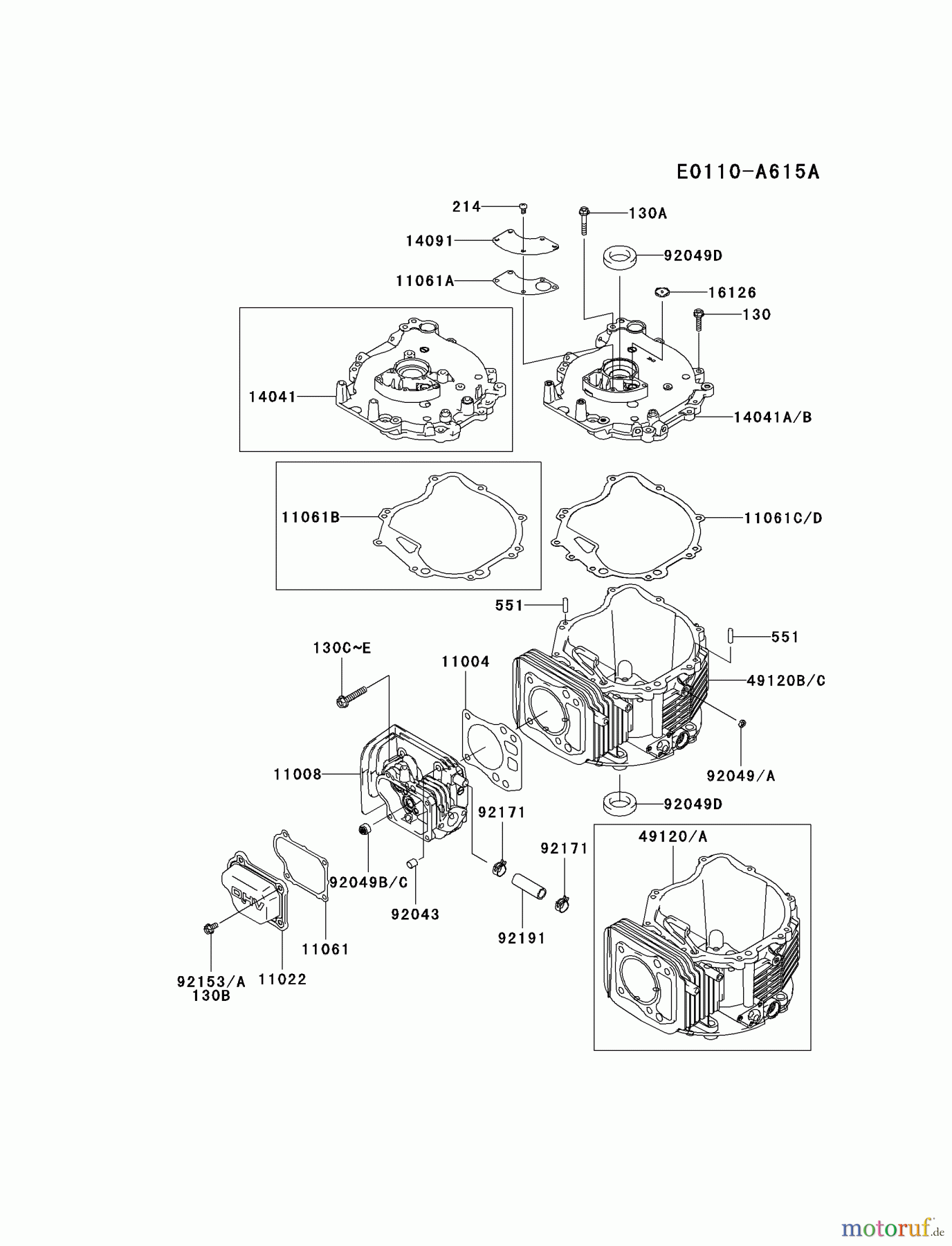  Kawasaki Motoren Motoren Vertikal FH641V - DS25 bis FS481V - BS13 FJ180V-AS16 - Kawasaki FJ180V 4-Stroke Engine CYLINDER/CRANKCASE