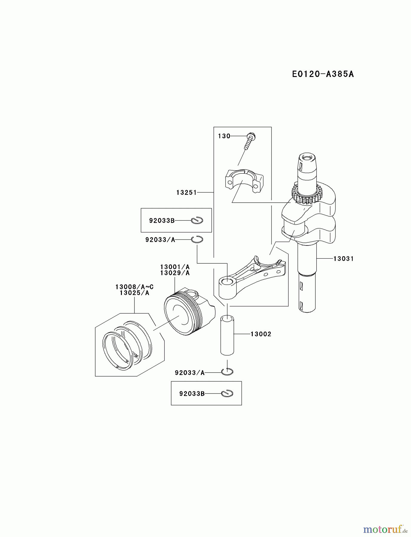  Kawasaki Motoren Motoren Vertikal FH641V - DS25 bis FS481V - BS13 FJ180V-AS16 - Kawasaki FJ180V 4-Stroke Engine PISTON/CRANKSHAFT