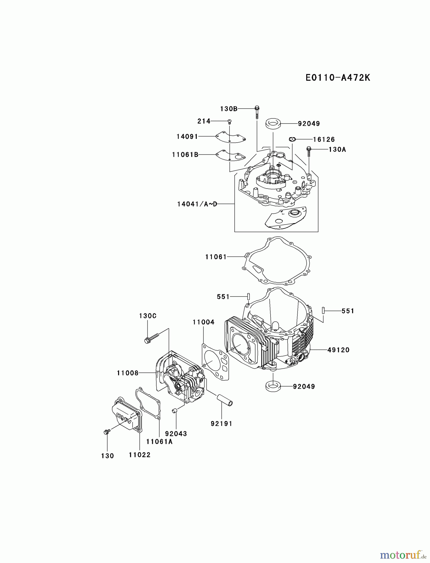  Kawasaki Motoren Motoren Vertikal FH641V - DS25 bis FS481V - BS13 FJ180V-AS20 - Kawasaki FJ180V 4-Stroke Engine CYLINDER/CRANKCASE