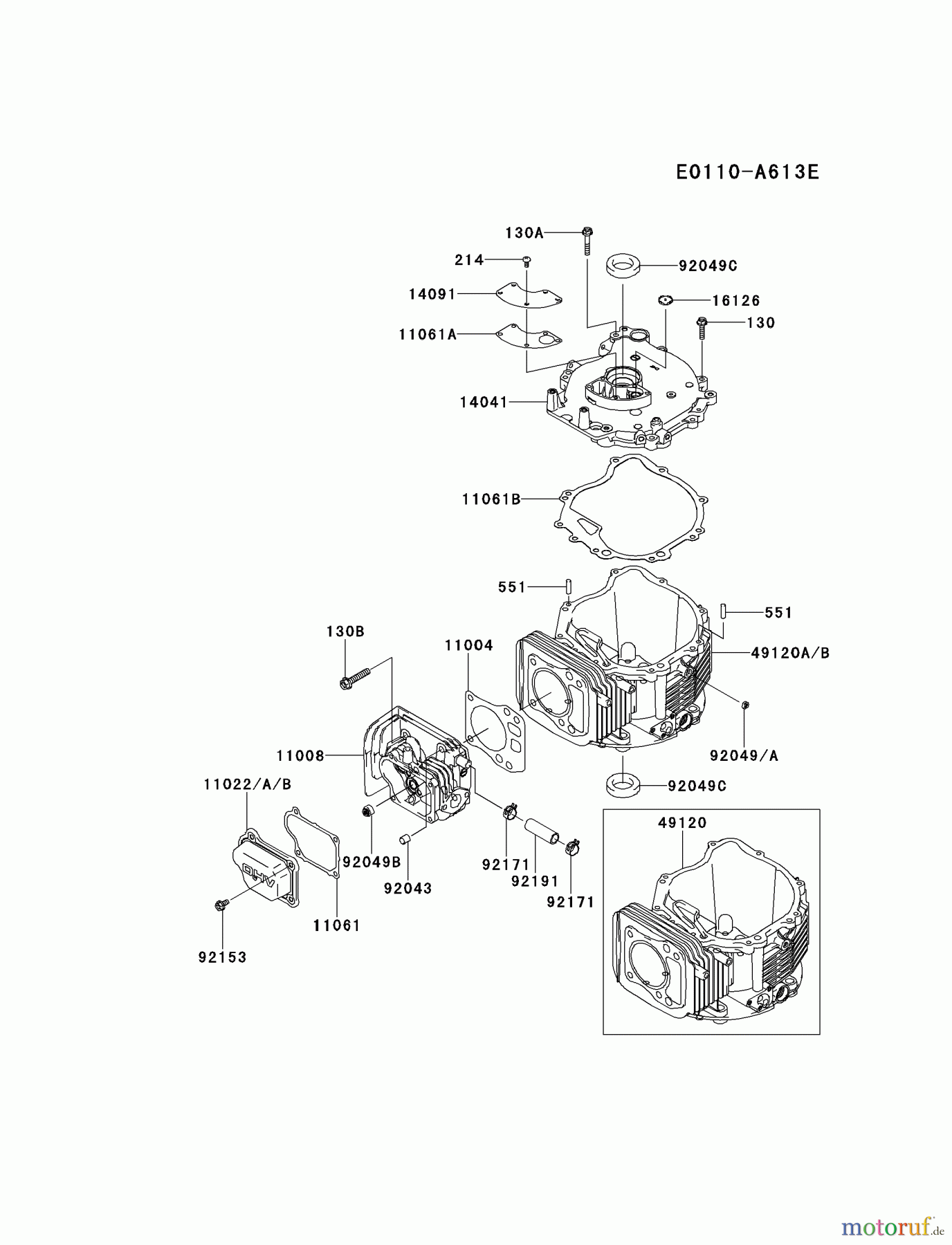  Kawasaki Motoren Motoren Vertikal FH641V - DS25 bis FS481V - BS13 FJ180V-AS34 - Kawasaki FJ180V 4-Stroke Engine CYLINDER/CRANKCASE