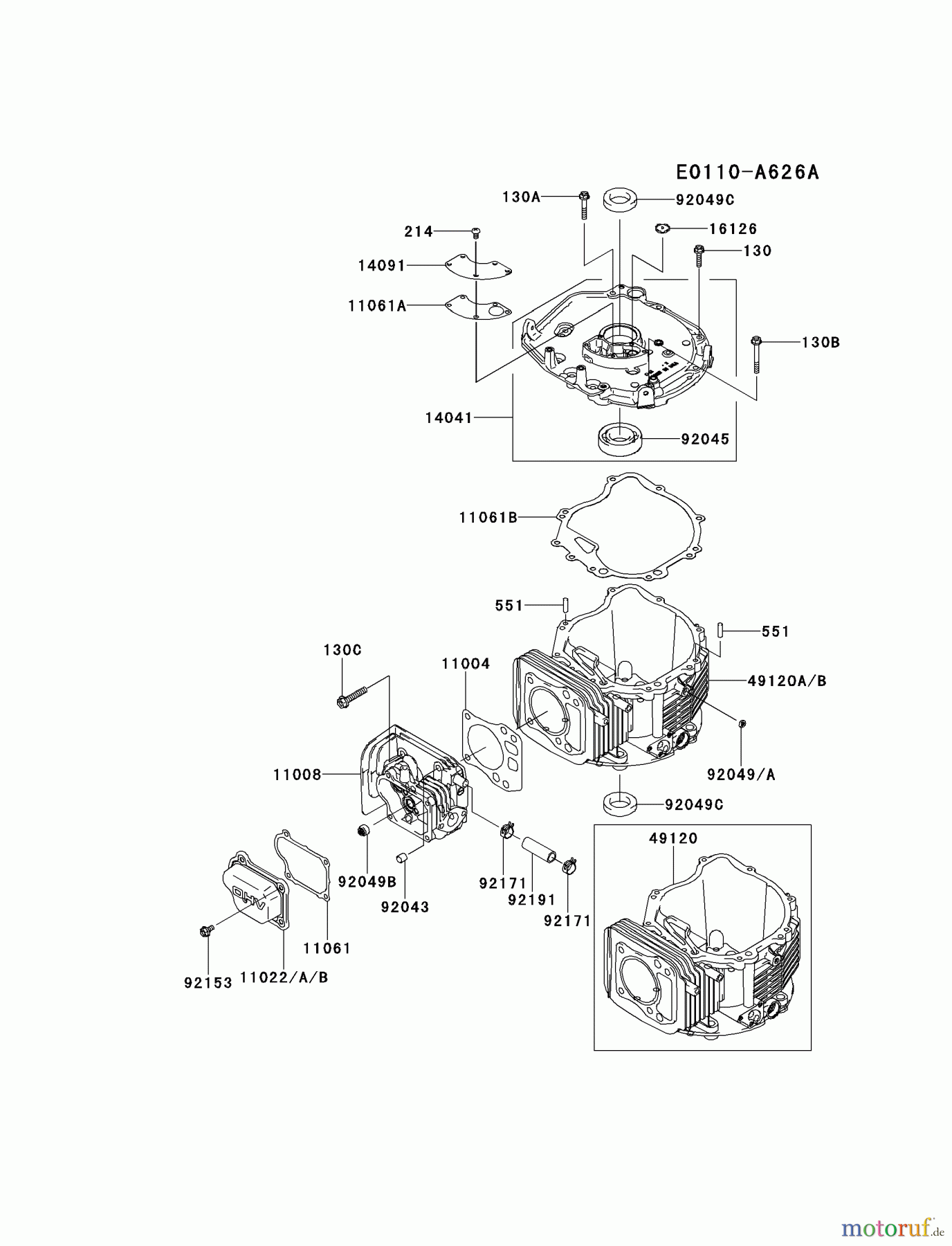  Kawasaki Motoren Motoren Vertikal FH641V - DS25 bis FS481V - BS13 FJ180V-BS36 - Kawasaki FJ180V 4-Stroke Engine CYLINDER/CRANKCASE