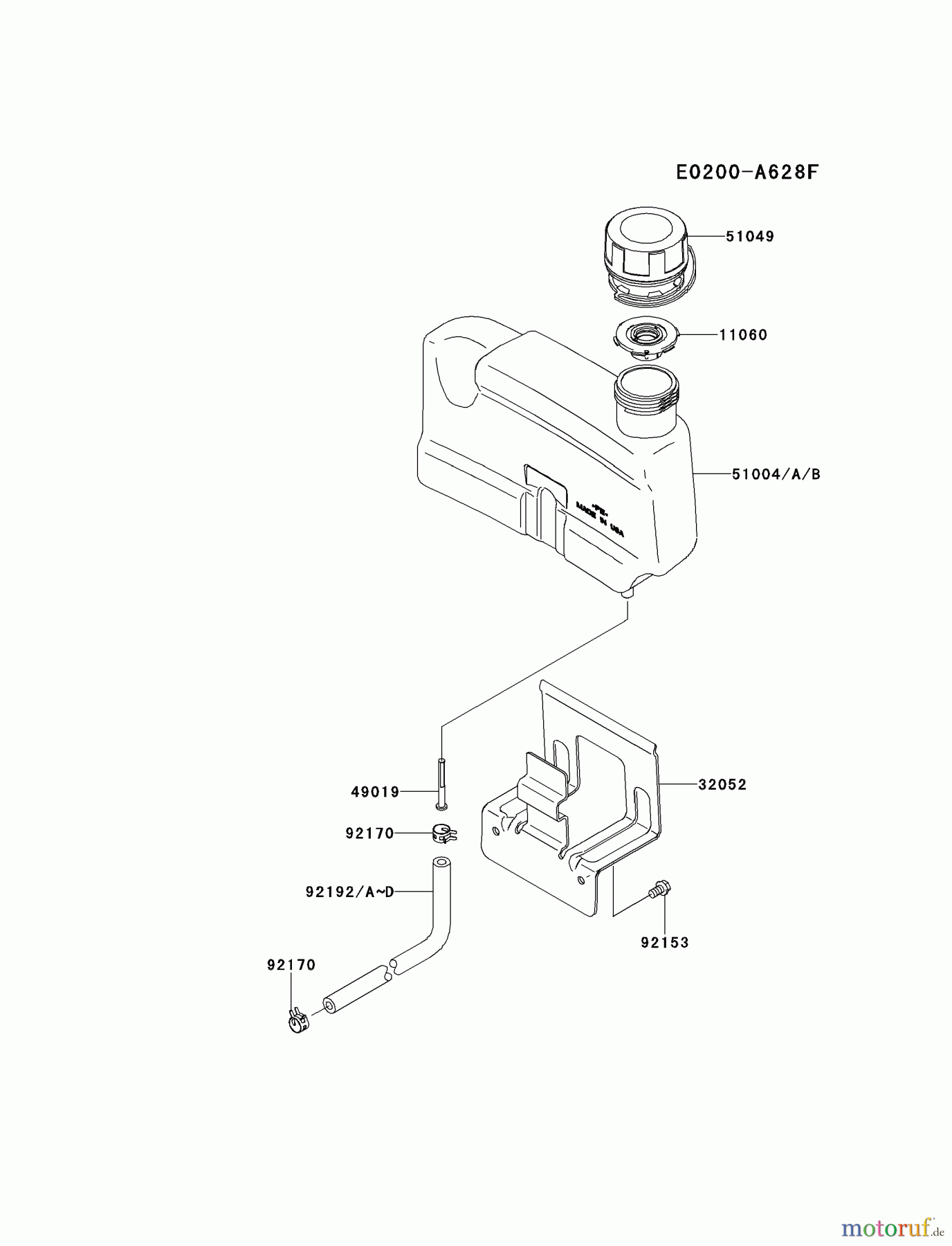  Kawasaki Motoren Motoren Vertikal FH641V - DS25 bis FS481V - BS13 FJ180V-AS36 - Kawasaki FJ180V 4-Stroke Engine FUEL-TANK/FUEL-VALVE