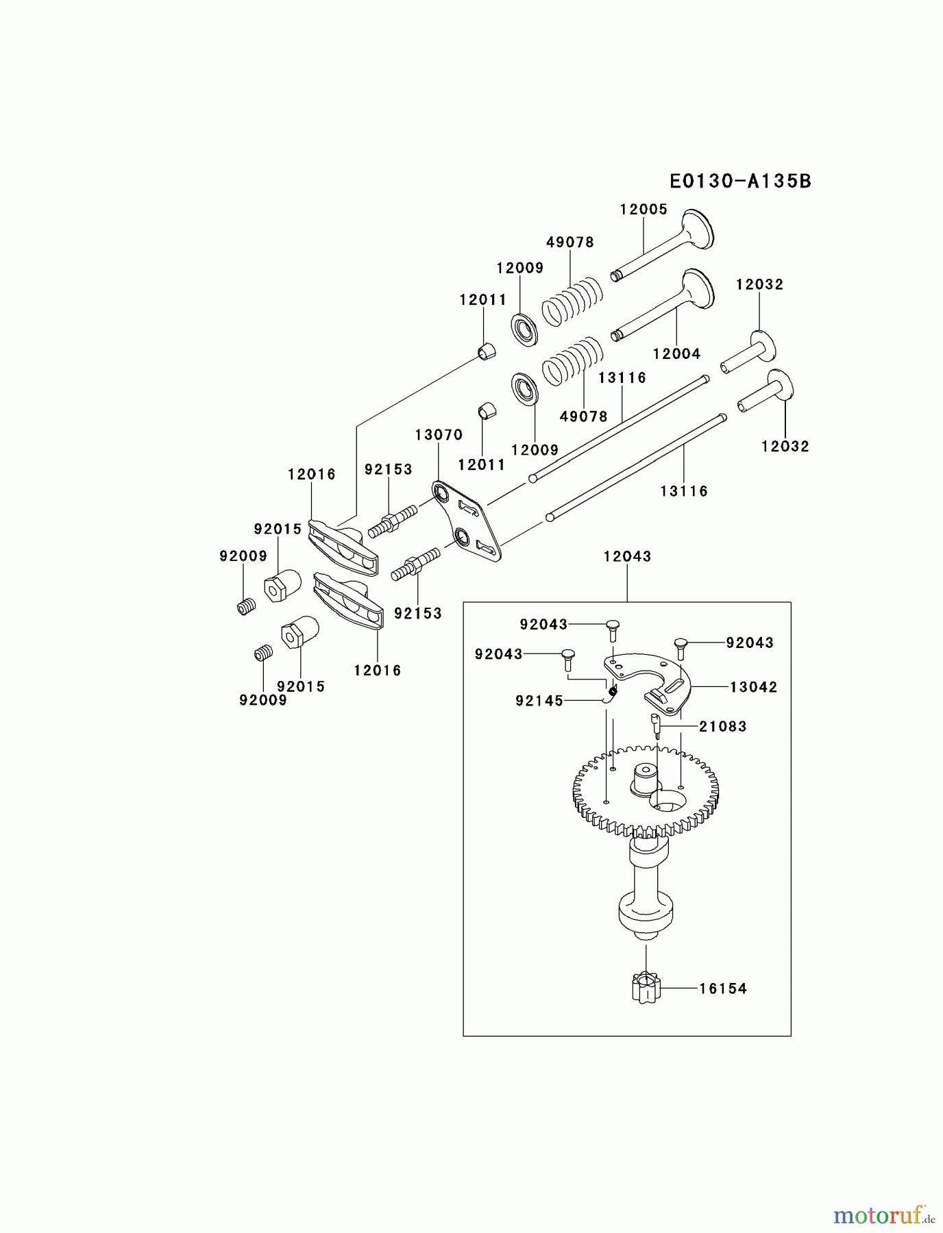  Kawasaki Motoren Motoren Vertikal FH641V - DS25 bis FS481V - BS13 FJ180V-BS33 - Kawasaki FJ180V 4-Stroke Engine VALVE/CAMSHAFT