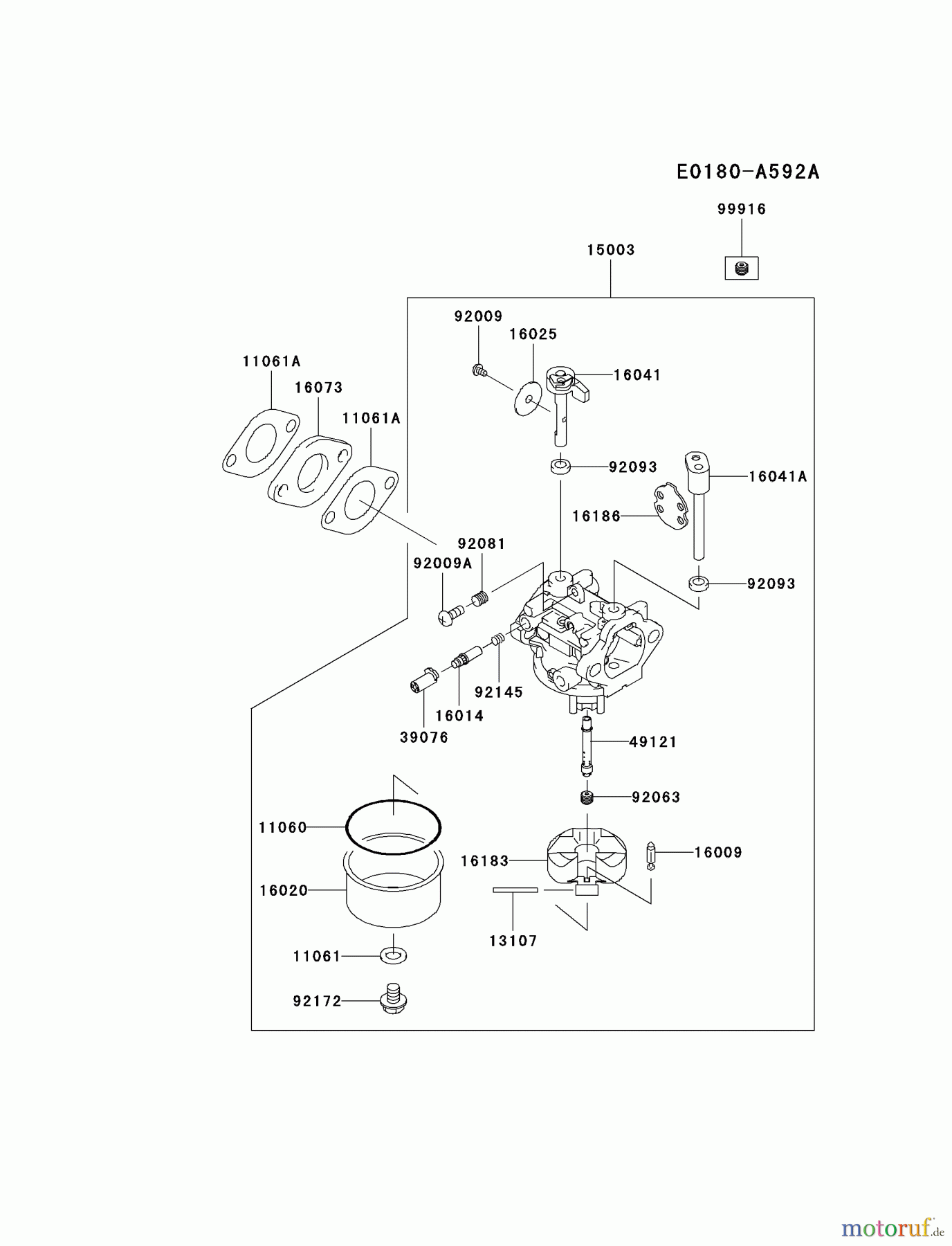  Kawasaki Motoren Motoren Vertikal FH641V - DS25 bis FS481V - BS13 FJ180V-CS01 - Kawasaki FJ180V 4-Stroke Engine CARBURETOR