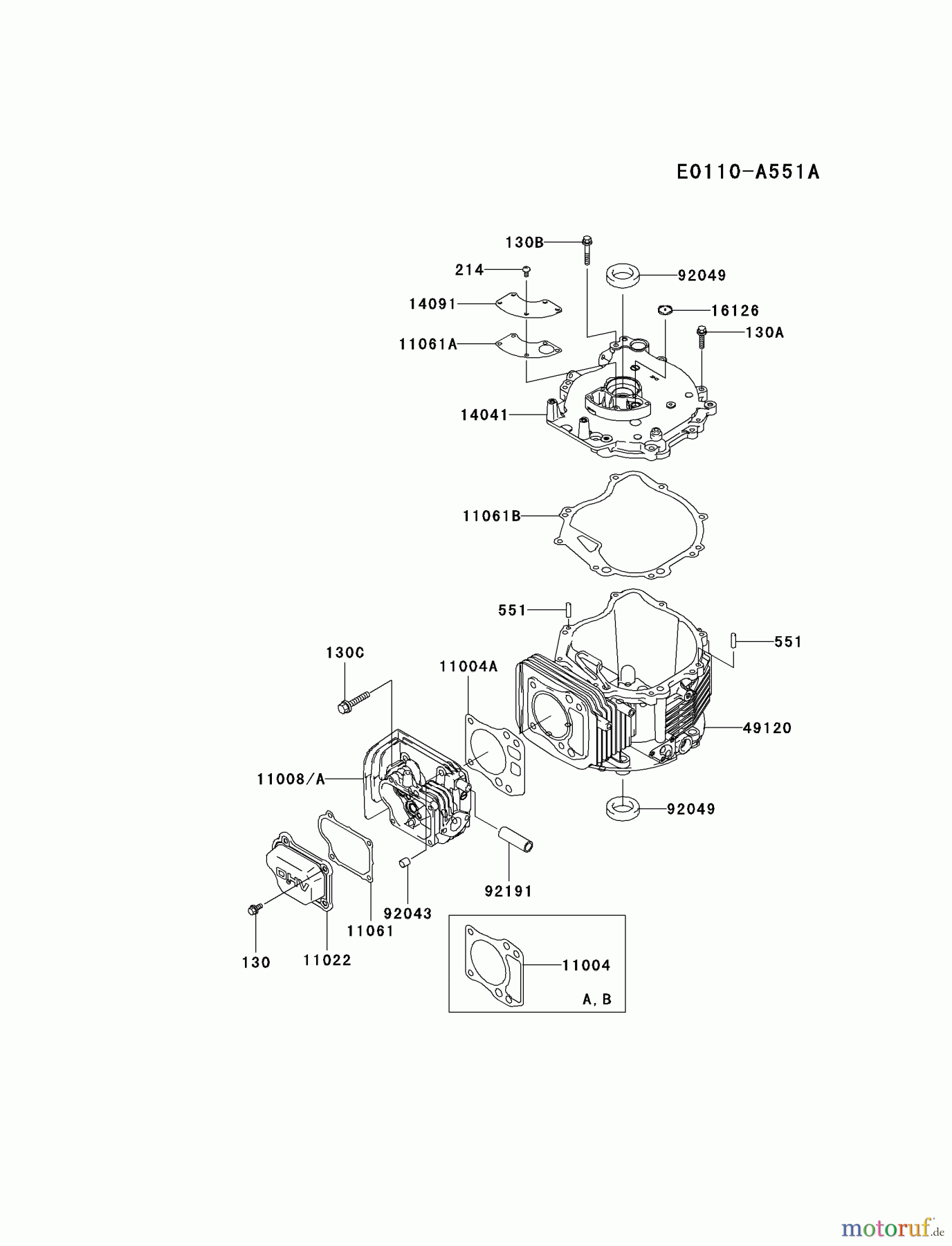  Kawasaki Motoren Motoren Vertikal FH641V - DS25 bis FS481V - BS13 FJ180V-CS04 - Kawasaki FJ180V 4-Stroke Engine CYLINDER/CRANKCASE