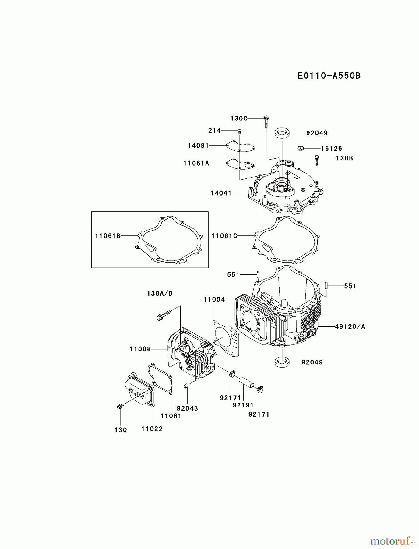  Kawasaki Motoren Motoren Vertikal FH641V - DS25 bis FS481V - BS13 FJ180V-CS08 - Kawasaki FJ180V 4-Stroke Engine CYLINDER/CRANKCASE