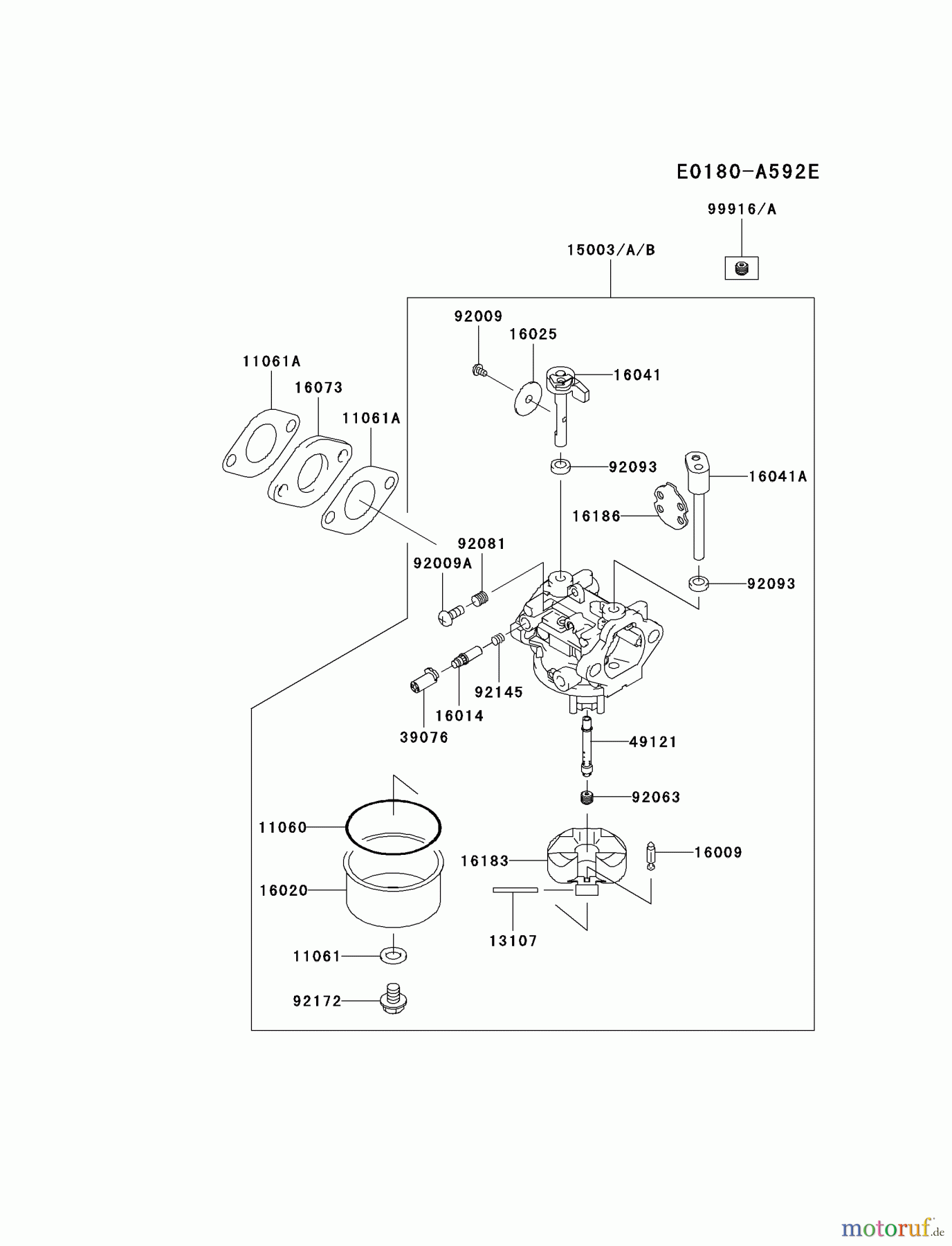  Kawasaki Motoren Motoren Vertikal FH641V - DS25 bis FS481V - BS13 FJ180V-AS09 - Kawasaki FJ180V 4-Stroke Engine CARBURETOR