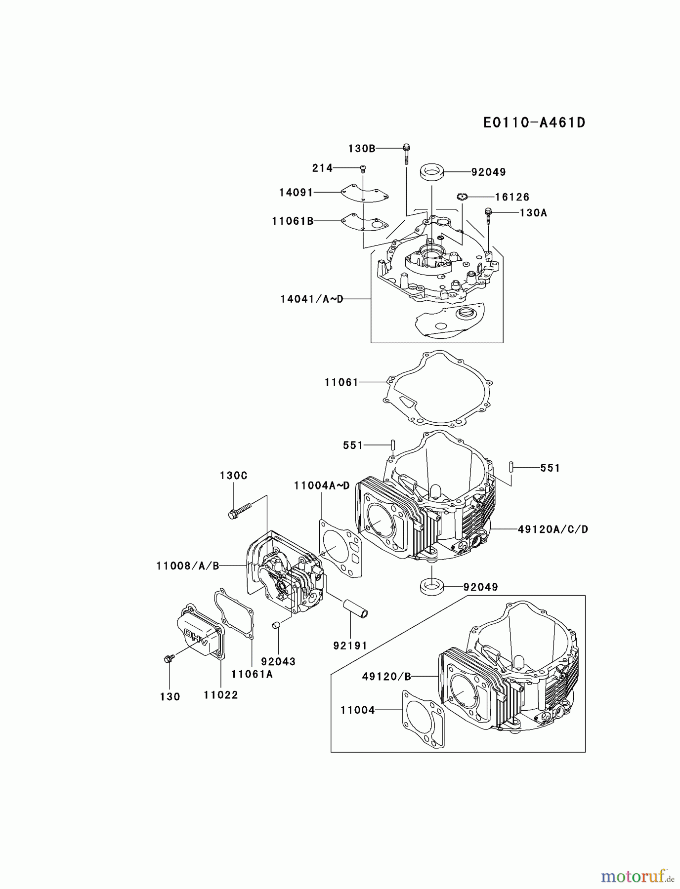  Kawasaki Motoren Motoren Vertikal FH641V - DS25 bis FS481V - BS13 FJ180V-BS10 - Kawasaki FJ180V 4-Stroke Engine CYLINDER/CRANKCASE