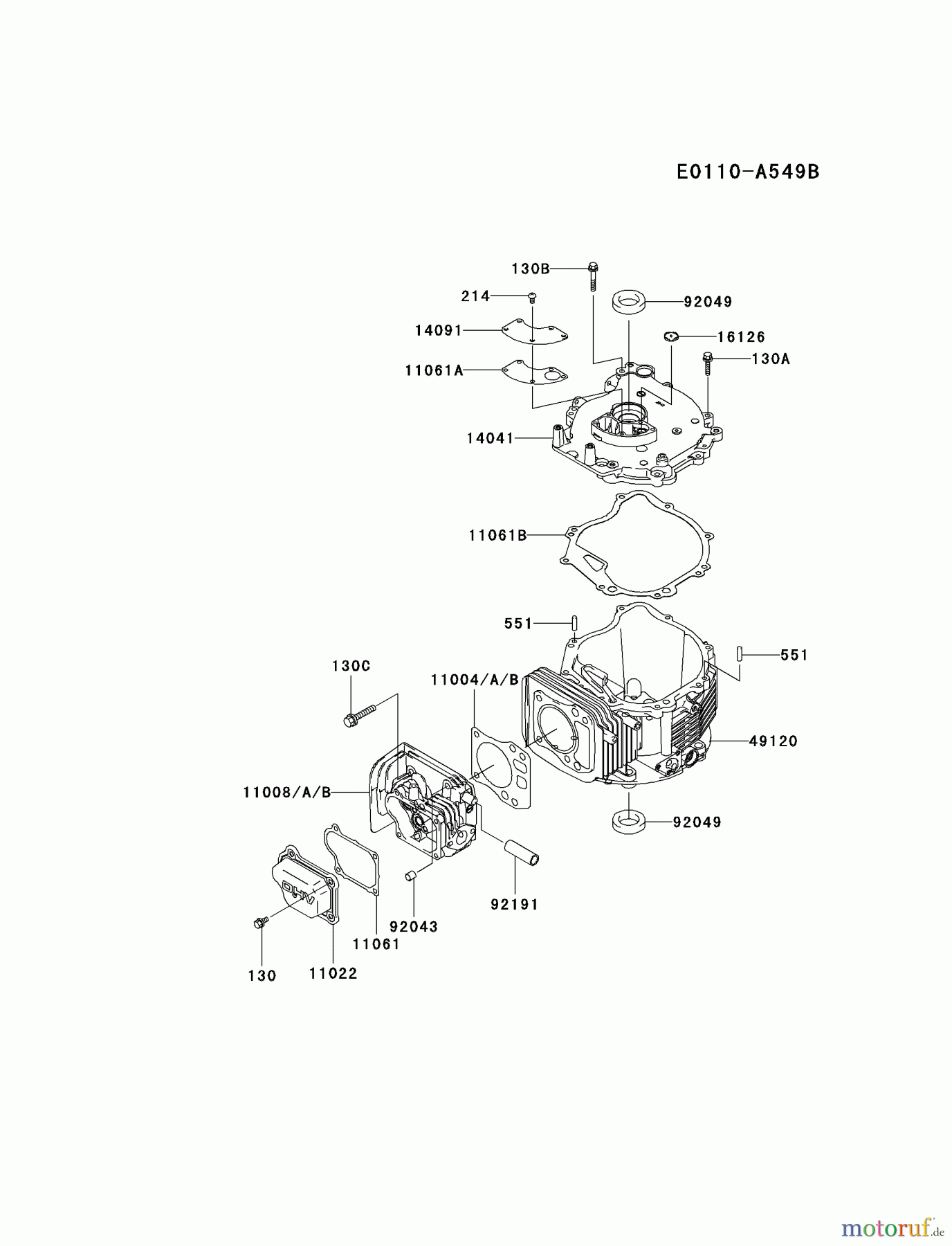  Kawasaki Motoren Motoren Vertikal FH641V - DS25 bis FS481V - BS13 FJ180V-BS08 - Kawasaki FJ180V 4-Stroke Engine CYLINDER/CRANKCASE