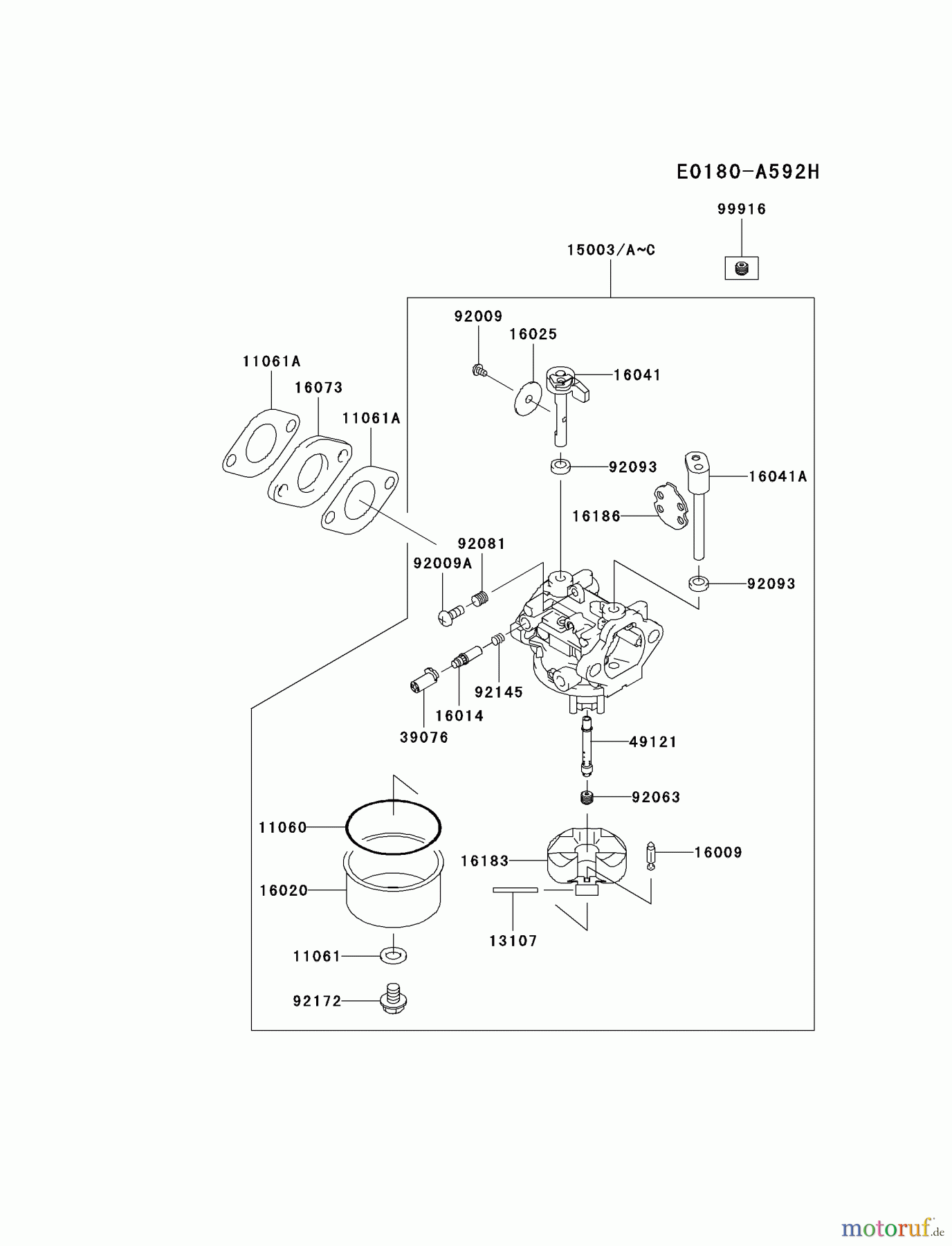  Kawasaki Motoren Motoren Vertikal FH641V - DS25 bis FS481V - BS13 FJ180V-CS17 - Kawasaki FJ180V 4-Stroke Engine CARBURETOR