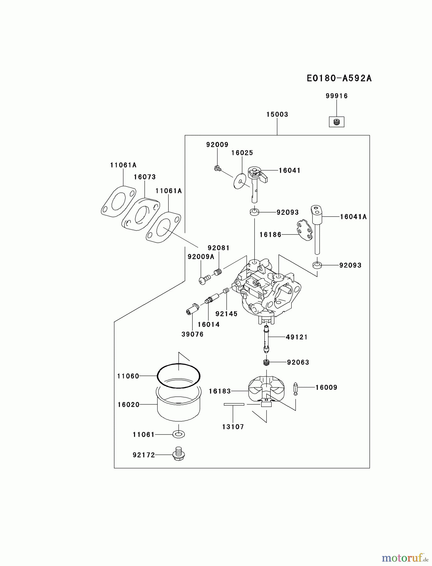  Kawasaki Motoren Motoren Vertikal FH641V - DS25 bis FS481V - BS13 FJ180V-AS23 - Kawasaki FJ180V 4-Stroke Engine CARBURETOR