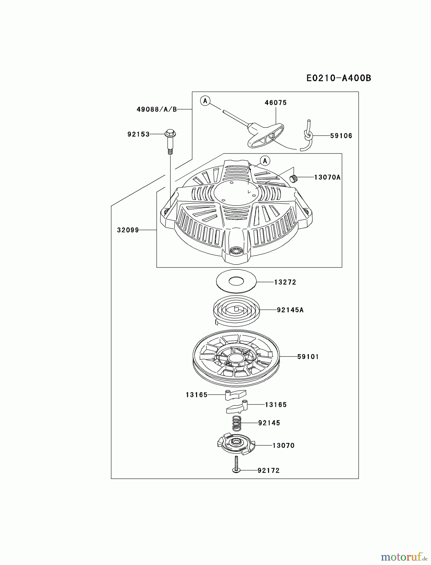  Kawasaki Motoren Motoren Vertikal FH641V - DS25 bis FS481V - BS13 FJ180V-AS31 - Kawasaki FJ180V 4-Stroke Engine STARTER