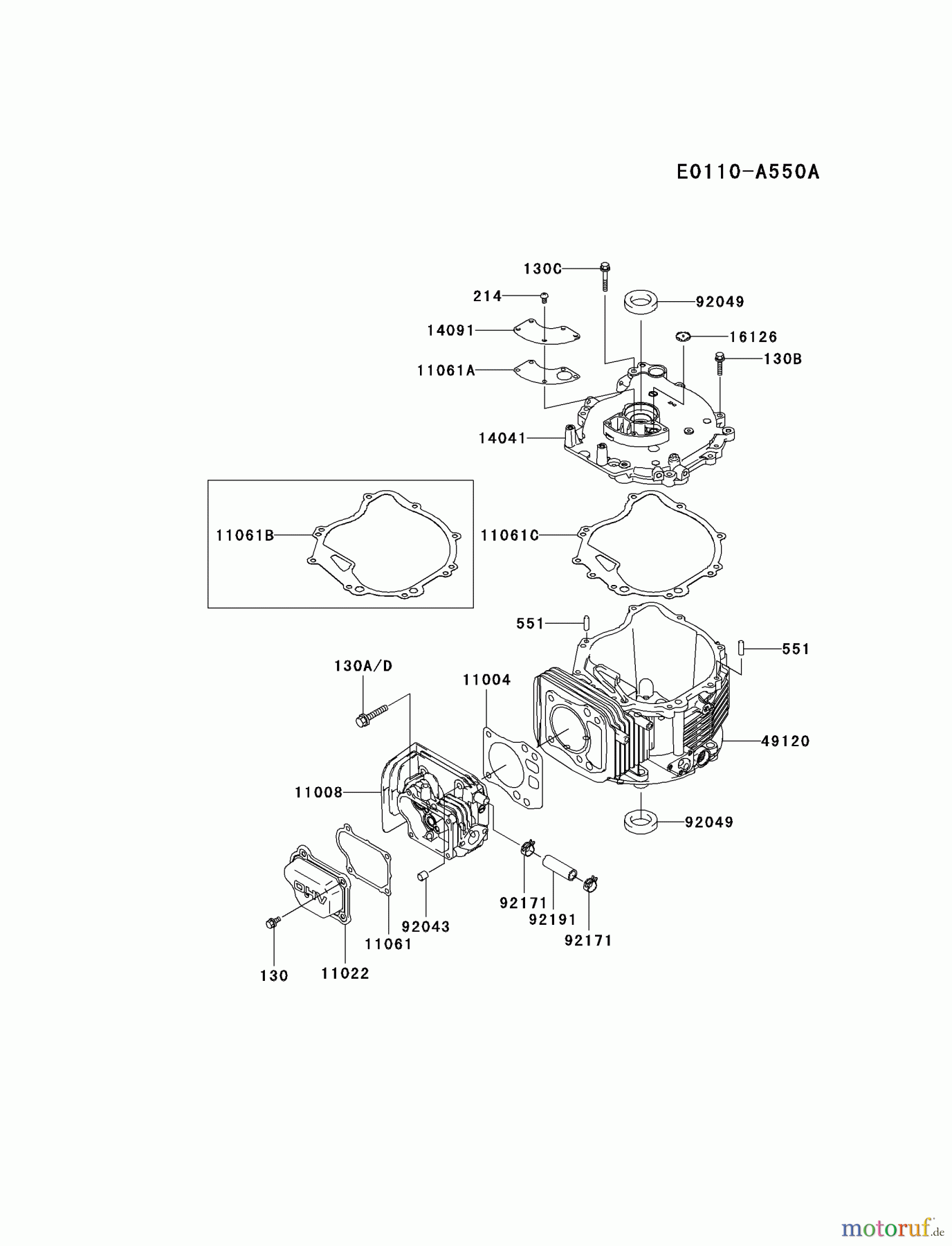  Kawasaki Motoren Motoren Vertikal FH641V - DS25 bis FS481V - BS13 FJ180V-BS19 - Kawasaki FJ180V 4-Stroke Engine CYLINDER/CRANKCASE