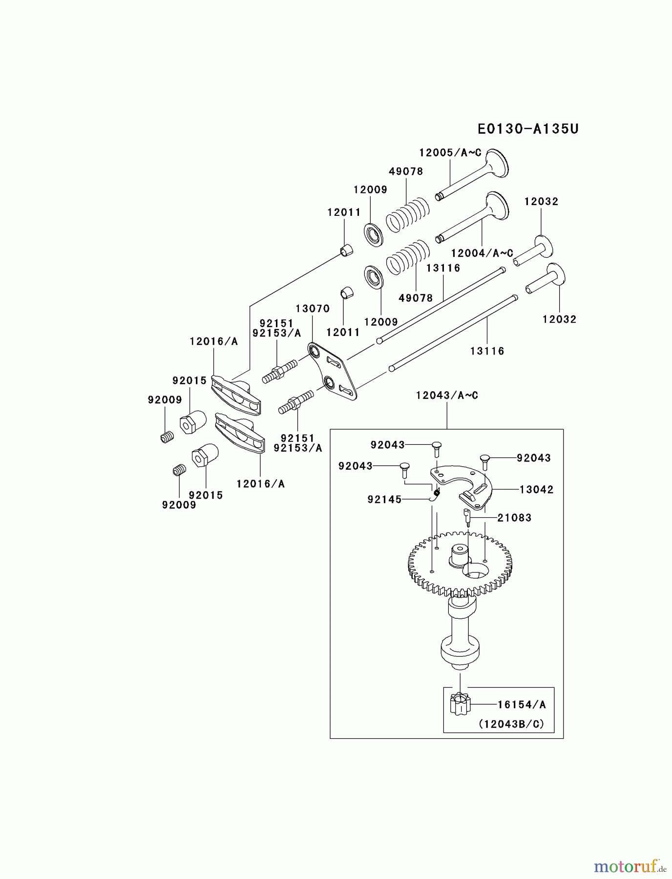  Kawasaki Motoren Motoren Vertikal FH641V - DS25 bis FS481V - BS13 FJ180V-CS04 - Kawasaki FJ180V 4-Stroke Engine VALVE/CAMSHAFT