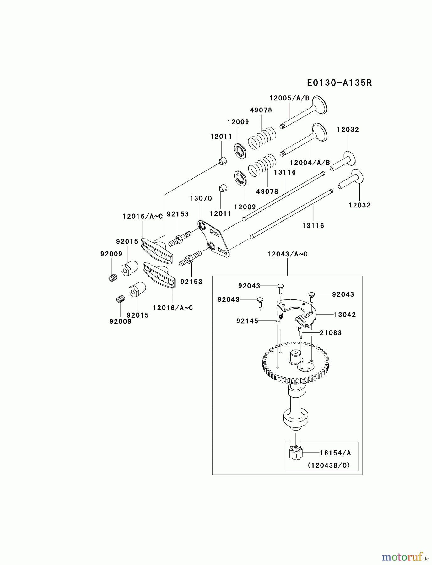  Kawasaki Motoren Motoren Vertikal FH641V - DS25 bis FS481V - BS13 FJ180V-CS14 - Kawasaki FJ180V 4-Stroke Engine VALVE/CAMSHAFT