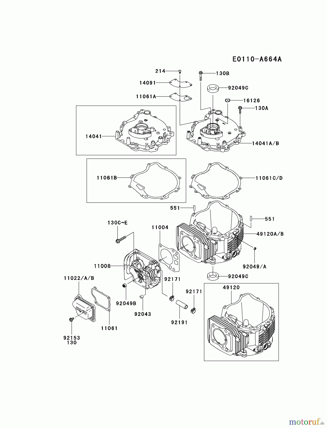  Kawasaki Motoren Motoren Vertikal FH641V - DS25 bis FS481V - BS13 FJ180V-ES13 - Kawasaki FJ180V 4-Stroke Engine CYLINDER/CRANKCASE