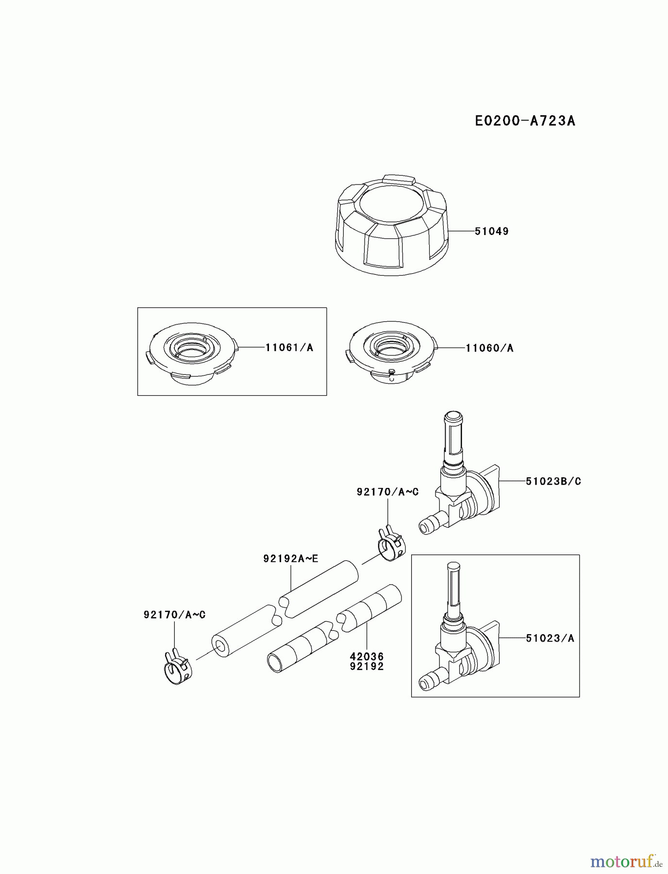  Kawasaki Motoren Motoren Vertikal FH641V - DS25 bis FS481V - BS13 FJ180V-ES13 - Kawasaki FJ180V 4-Stroke Engine FUEL-TANK/FUEL-VALVE