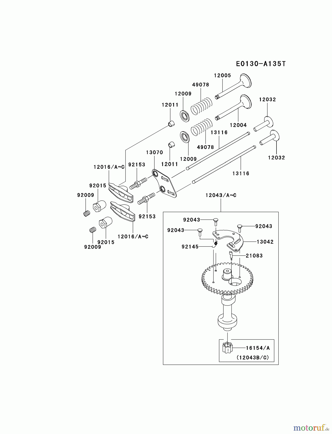  Kawasaki Motoren Motoren Vertikal FH641V - DS25 bis FS481V - BS13 FJ180V-CS13 - Kawasaki FJ180V 4-Stroke Engine VALVE/CAMSHAFT