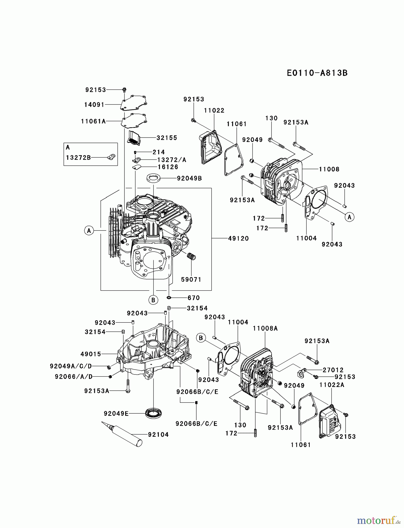  Kawasaki Motoren Motoren Vertikal FH641V - DS25 bis FS481V - BS13 FR541V-AS51 - Kawasaki FR541V 4-Stroke Engine CYLINDER/CRANKCASE