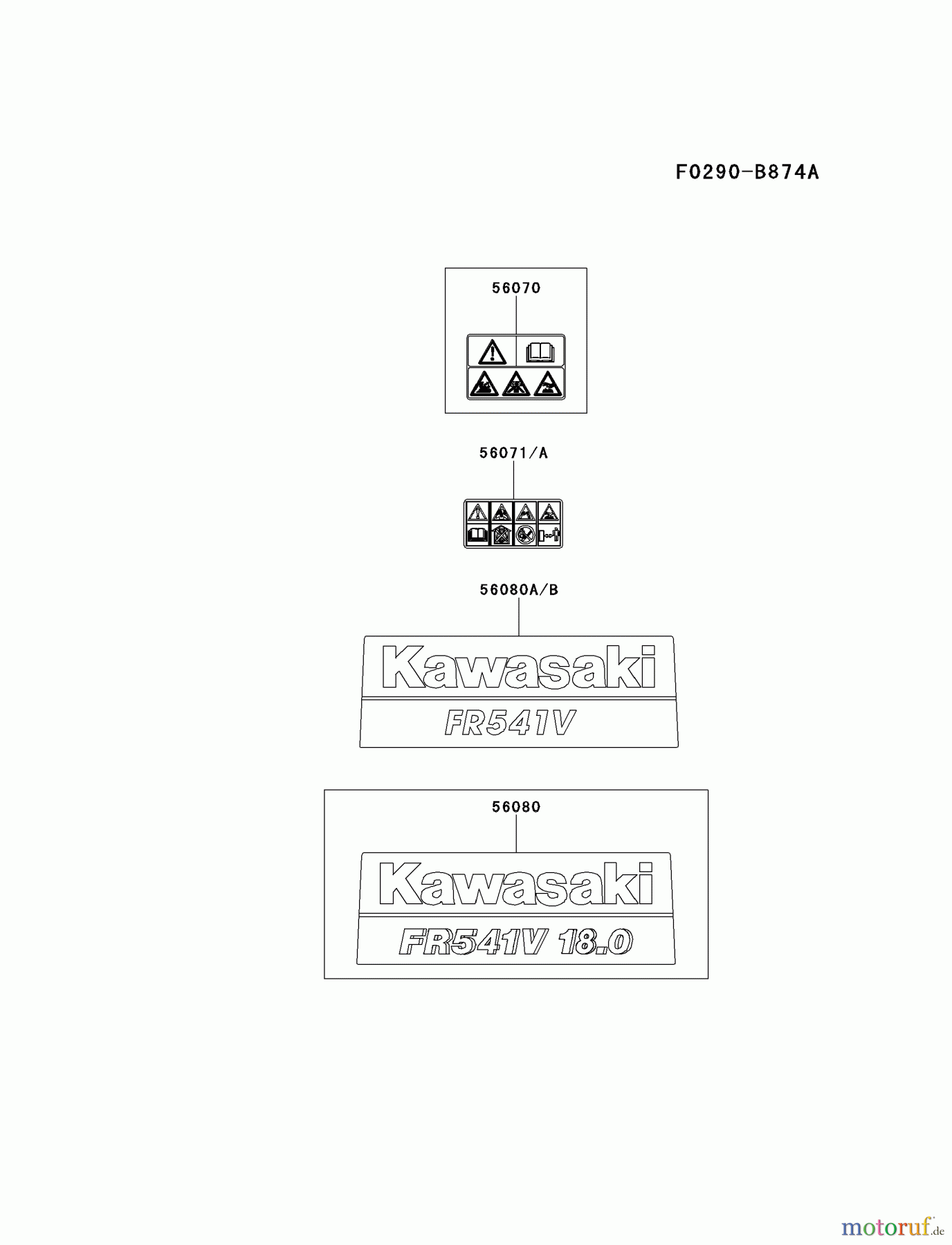  Kawasaki Motoren Motoren Vertikal FH641V - DS25 bis FS481V - BS13 FR541V-AS51 - Kawasaki FR541V 4-Stroke Engine LABEL