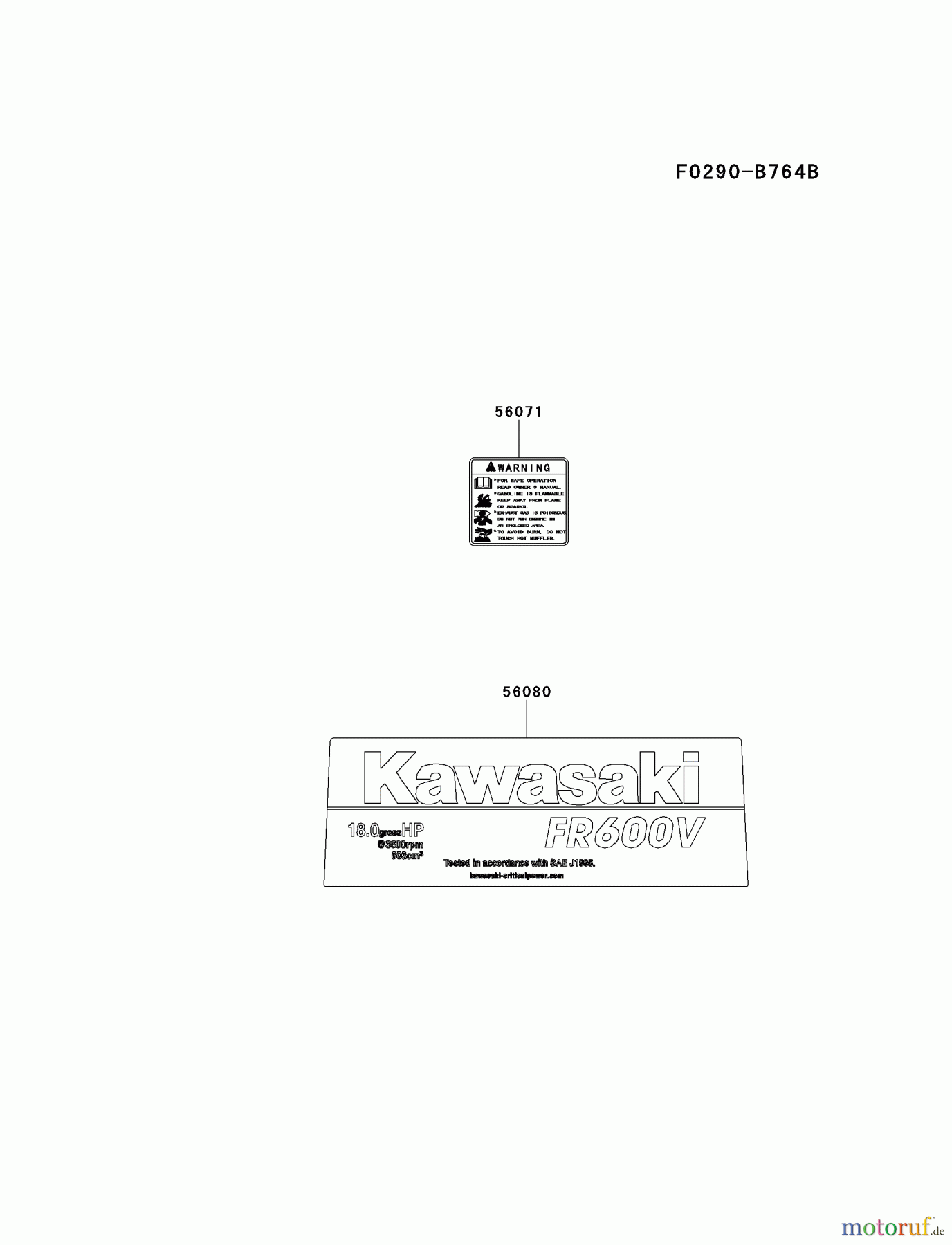  Kawasaki Motoren Motoren Vertikal FH641V - DS25 bis FS481V - BS13 FR600V-AS11 - Kawasaki FR600V 4-Stroke Engine LABEL