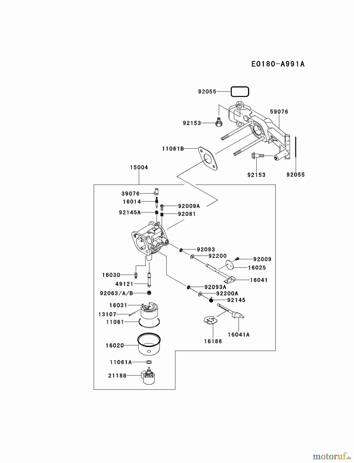  Kawasaki Motoren Motoren Vertikal FH641V - DS25 bis FS481V - BS13 FR600V-AS12 - Kawasaki FR600V 4-Stroke Engine CARBURETOR