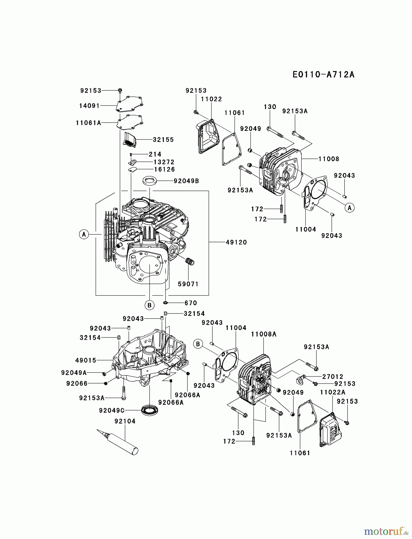  Kawasaki Motoren Motoren Vertikal FH641V - DS25 bis FS481V - BS13 FR600V-BS00 - Kawasaki FR600V 4-Stroke Engine CYLINDER/CRANKCASE