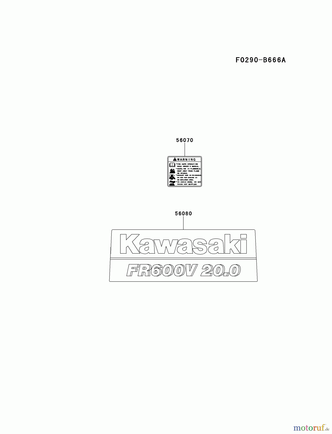  Kawasaki Motoren Motoren Vertikal FH641V - DS25 bis FS481V - BS13 FR600V-AS05 - Kawasaki FR600V 4-Stroke Engine LABEL
