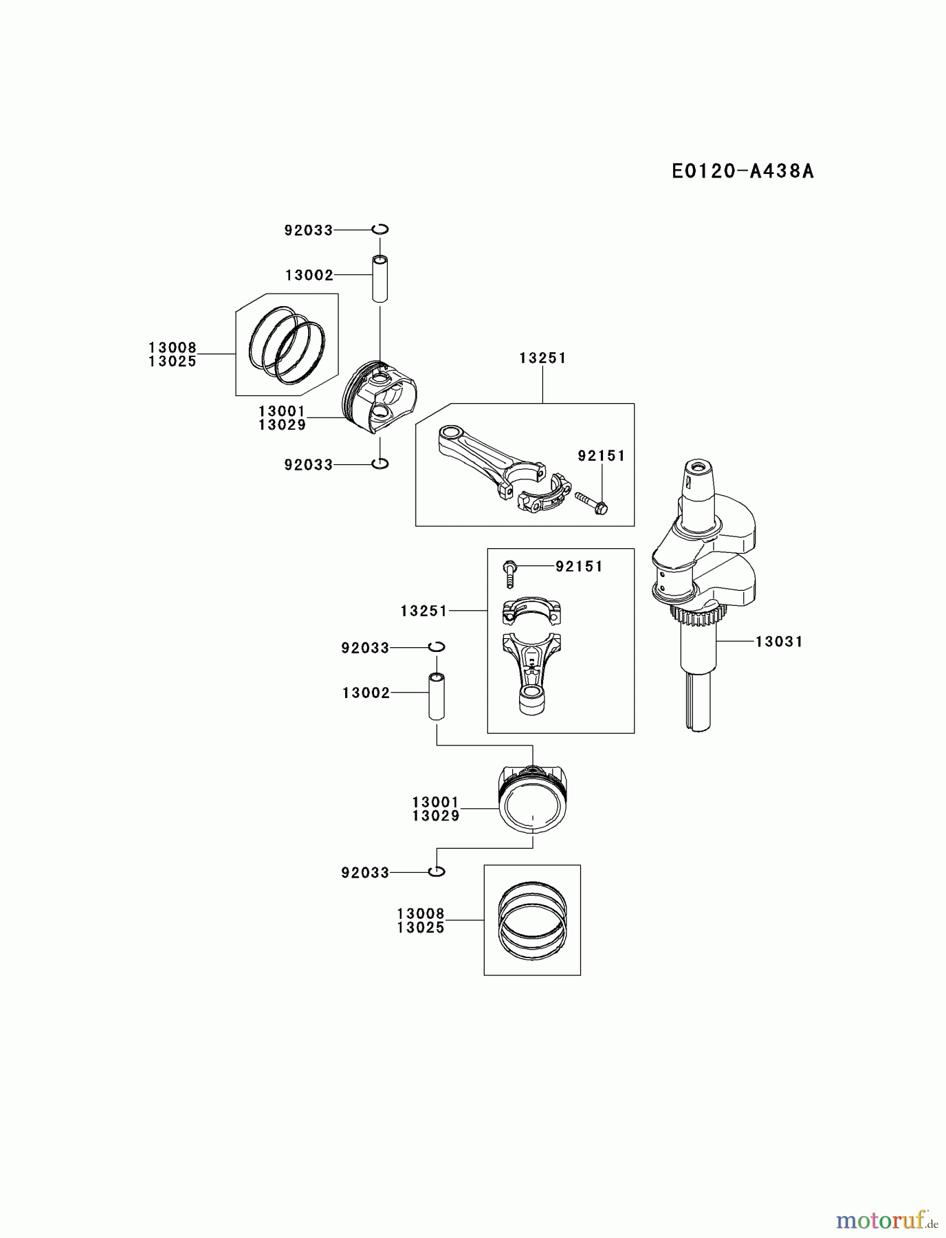  Kawasaki Motoren Motoren Vertikal FH641V - DS25 bis FS481V - BS13 FR600V-AS11 - Kawasaki FR600V 4-Stroke Engine PISTON/CRANKSHAFT