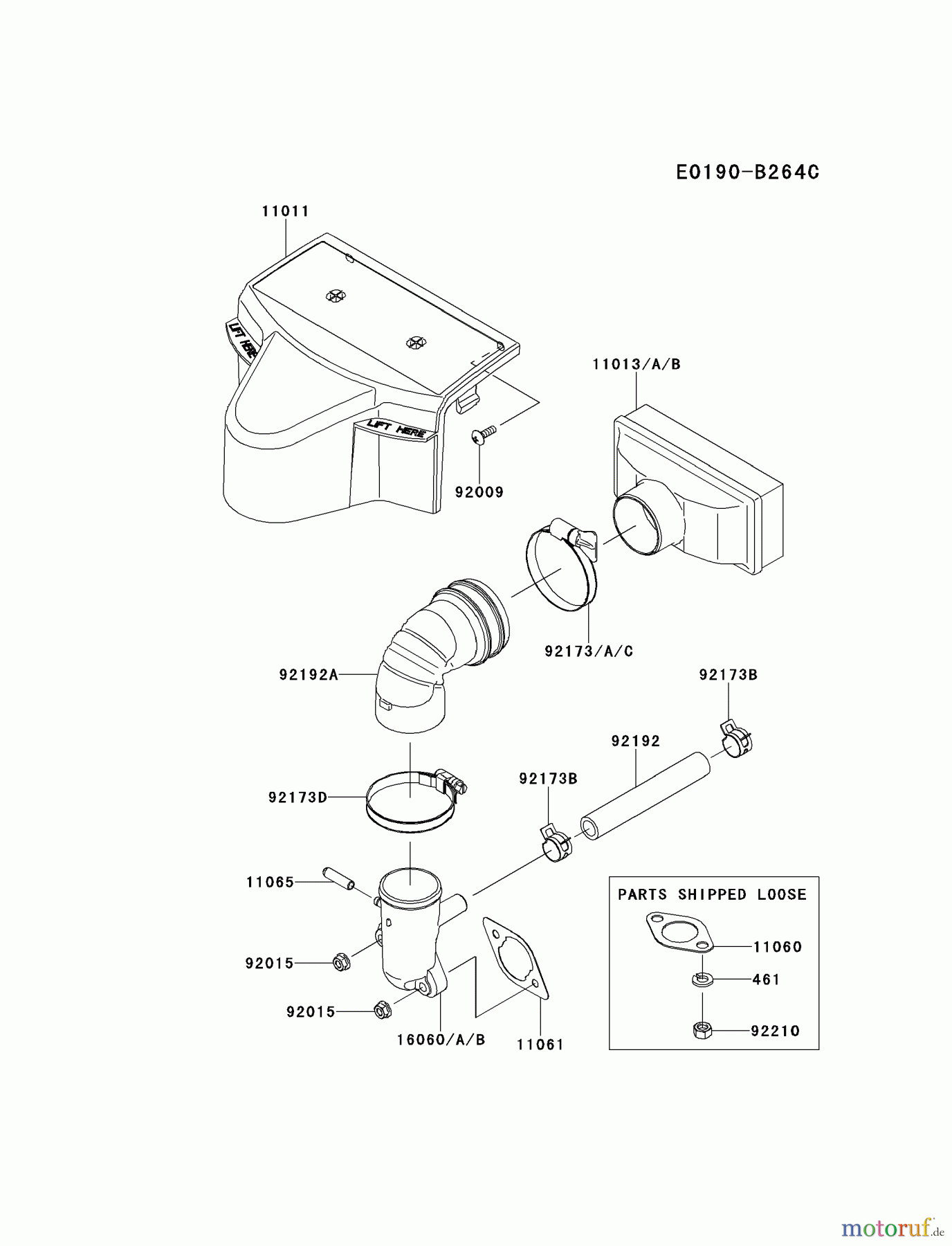  Kawasaki Motoren Motoren Vertikal FH641V - DS25 bis FS481V - BS13 FR600V-AS04 - Kawasaki FR600V 4-Stroke Engine AIR-FILTER/MUFFLER