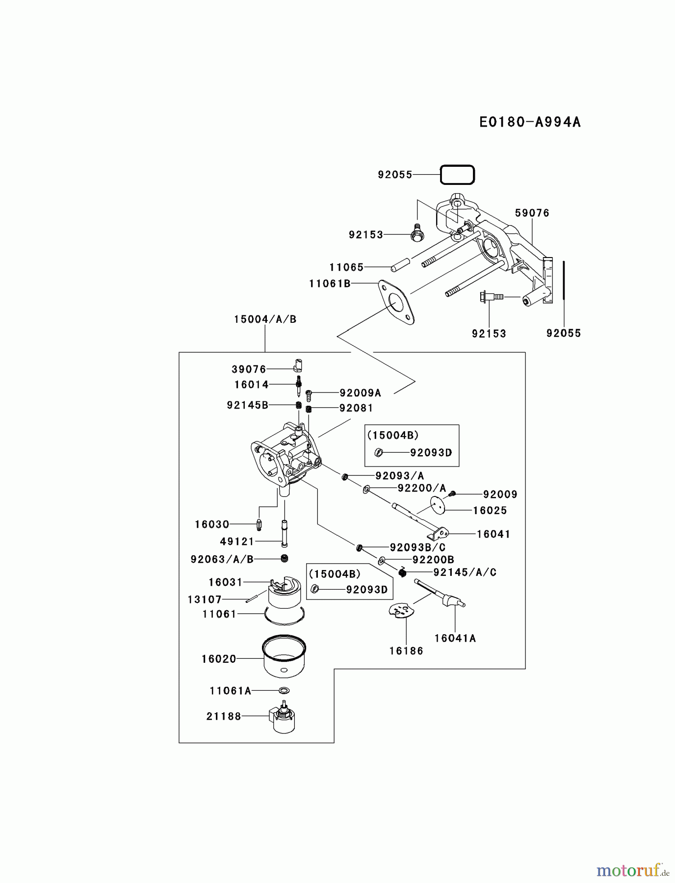  Kawasaki Motoren Motoren Vertikal FH641V - DS25 bis FS481V - BS13 FR600V-AS04 - Kawasaki FR600V 4-Stroke Engine CARBURETOR