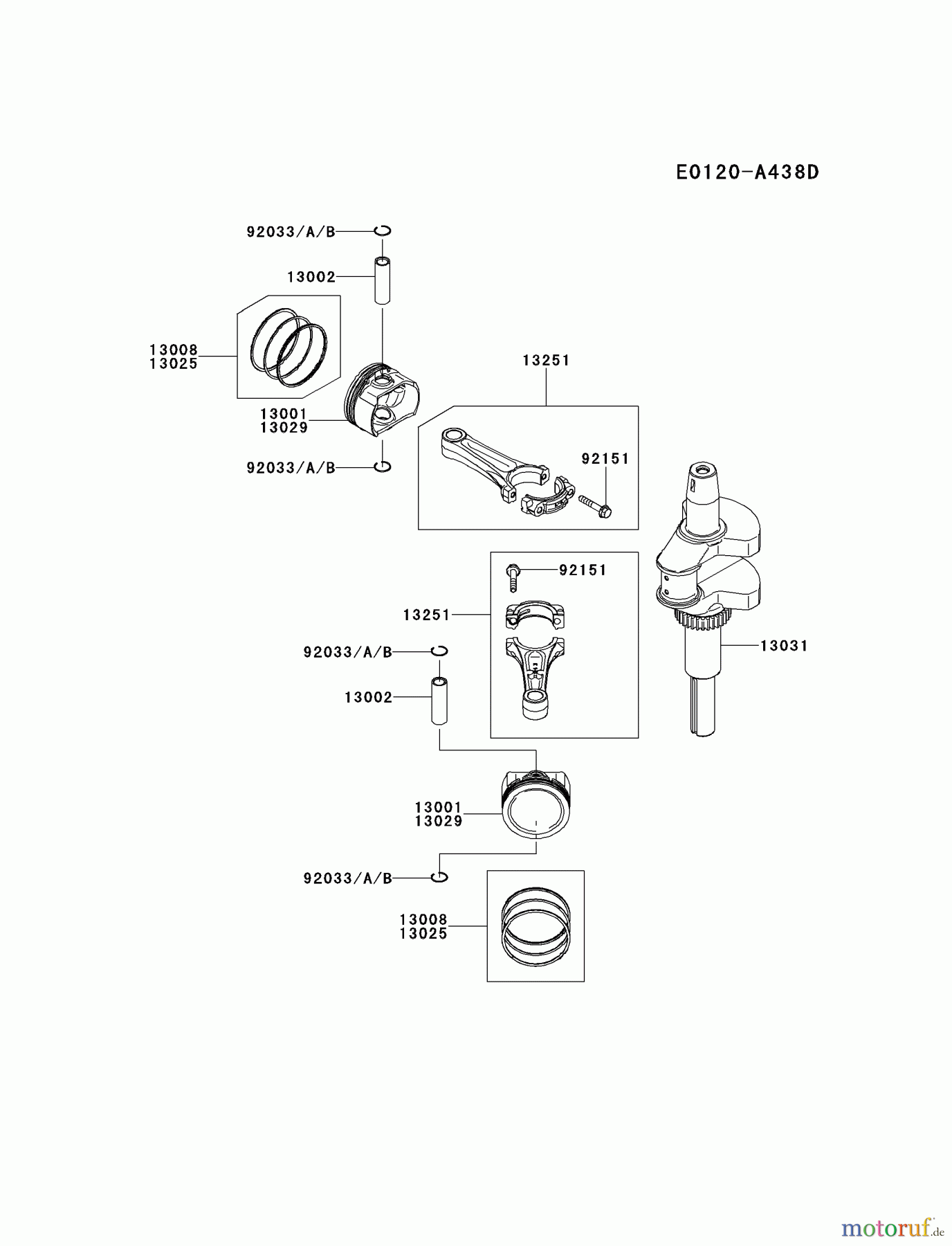  Kawasaki Motoren Motoren Vertikal FH641V - DS25 bis FS481V - BS13 FR600V-AS04 - Kawasaki FR600V 4-Stroke Engine PISTON/CRANKSHAFT