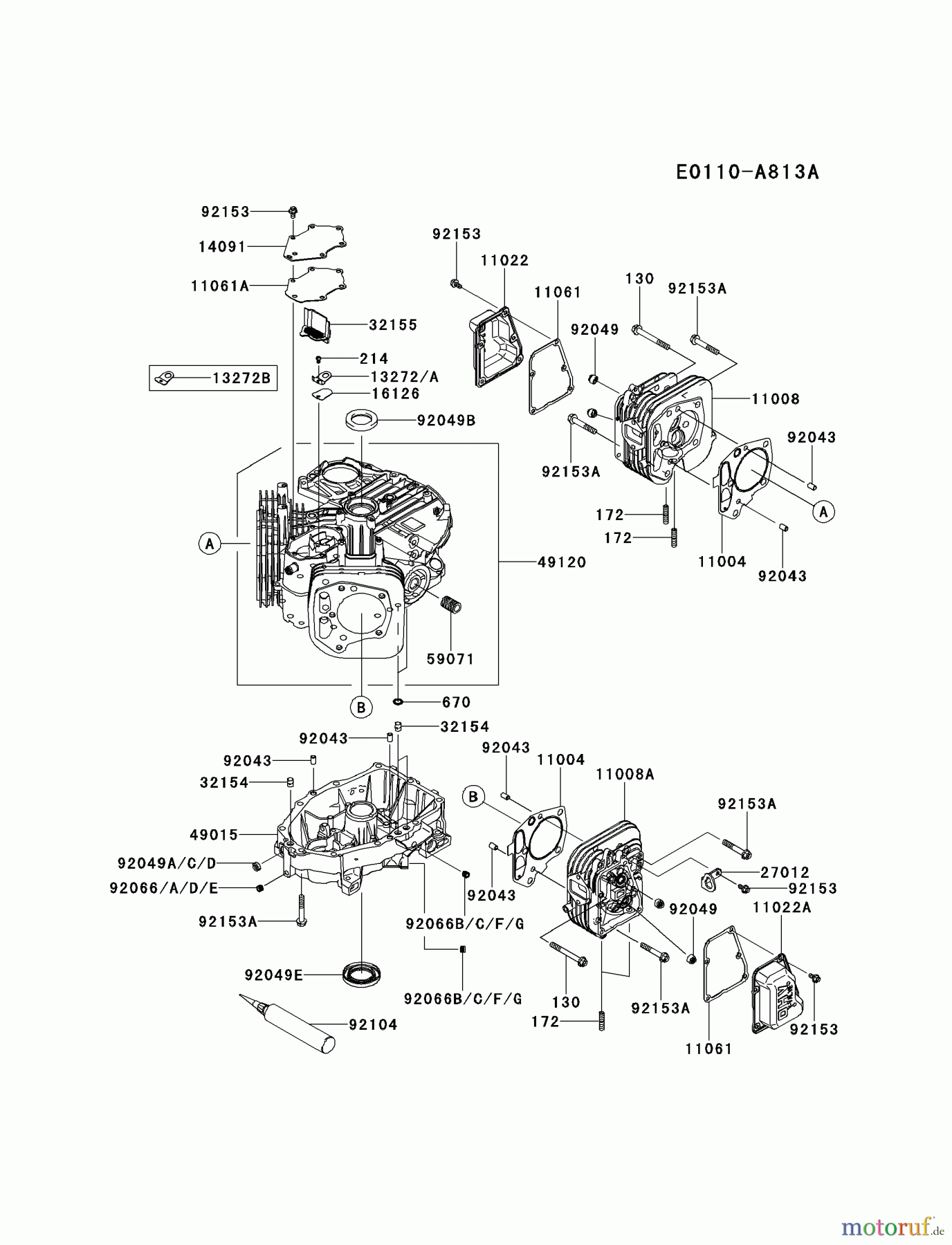  Kawasaki Motoren Motoren Vertikal FH641V - DS25 bis FS481V - BS13 FR600V-CS08 - Kawasaki FR600V 4-Stroke Engine CYLINDER/CRANKCASE