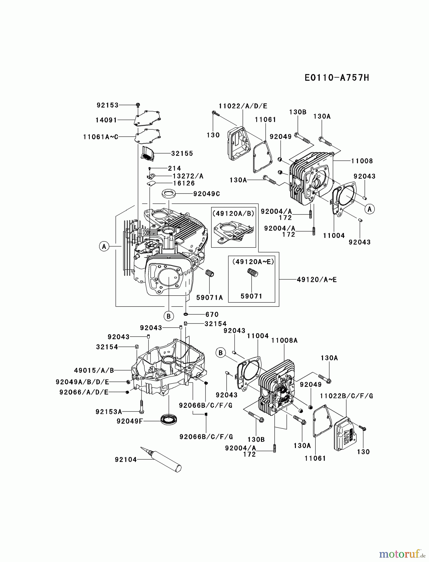  Kawasaki Motoren Motoren Vertikal FH641V - DS25 bis FS481V - BS13 FR651V-CS05 - Kawasaki FR651V 4-Stroke Engine CYLINDER/CRANKCASE #2