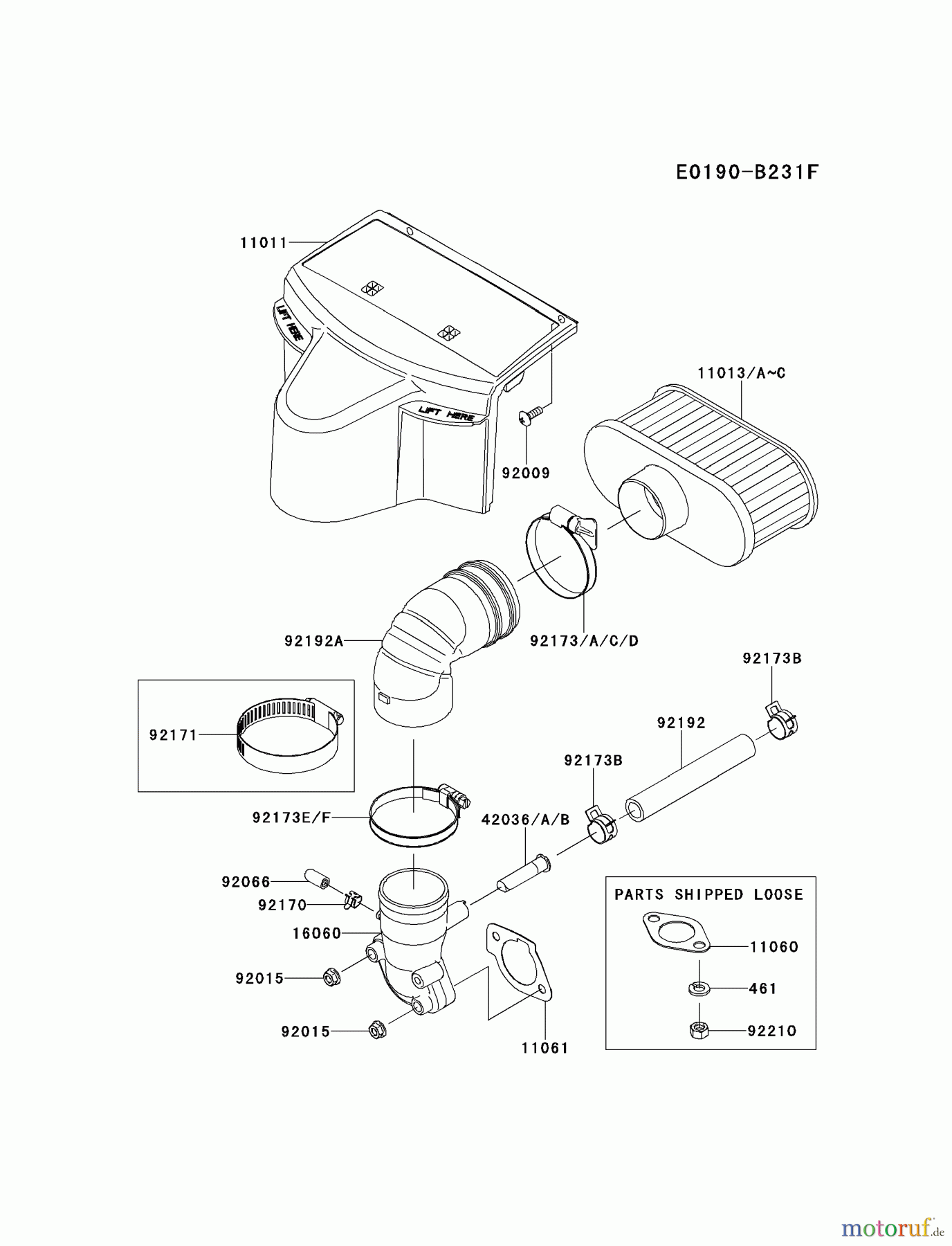  Kawasaki Motoren Motoren Vertikal FH641V - DS25 bis FS481V - BS13 FR651V-CS06 - Kawasaki FR651V 4-Stroke Engine AIR-FILTER/MUFFLER