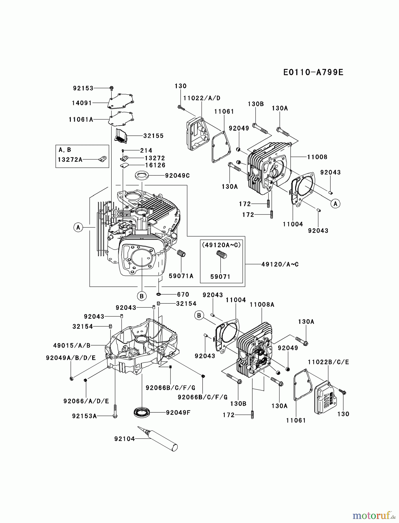  Kawasaki Motoren Motoren Vertikal FH641V - DS25 bis FS481V - BS13 FR651V-AS06 - Kawasaki FR651V 4-Stroke Engine CYLINDER/CRANKCASE #1